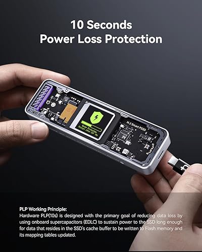 Miniatura 3 de DOCKCASE Explorer Edition M.2 NVMe SSD Gabinete, compatible con PLP de 10 segundos que evita la pérdida de datos de escritura, USB 3.2 Gen 2 Tipo C