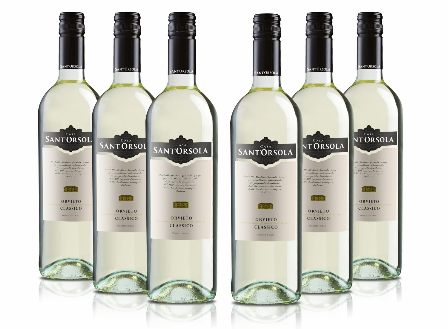 Sant'Orsola - Orvieto D.O.C. Classico, aus toskanischen Trebbiano- und Grechetto-Trauben, trockener Geschmack mit leichtem, feinem und zart bitterem Nachgeschmack, 6x750 ml