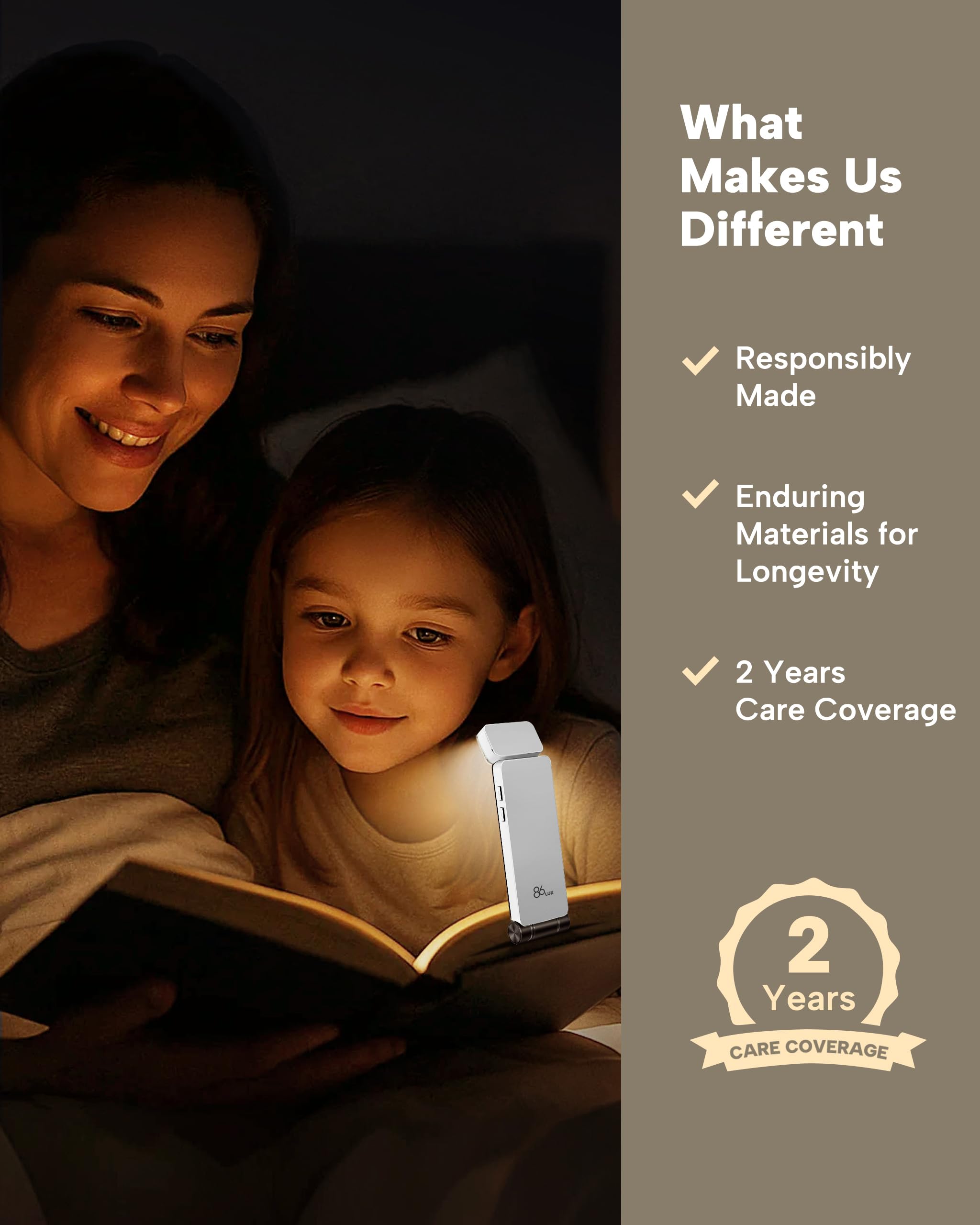 86lux Leselampe Buch Klemme，Wiederaufladbare Buchlampe zum Lesen im Bett – Ansicht 6
