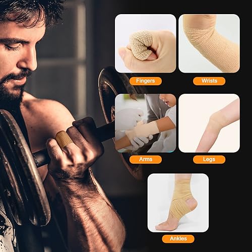 Miniatura 7 de OK TAPE Vendajes cohesivos autoadherentes  12 paquetes, 2 pulgadas x 5 yardas, vendaje autoadhesivo no tejido para pulgar, dedo, muñeca, tobillo,