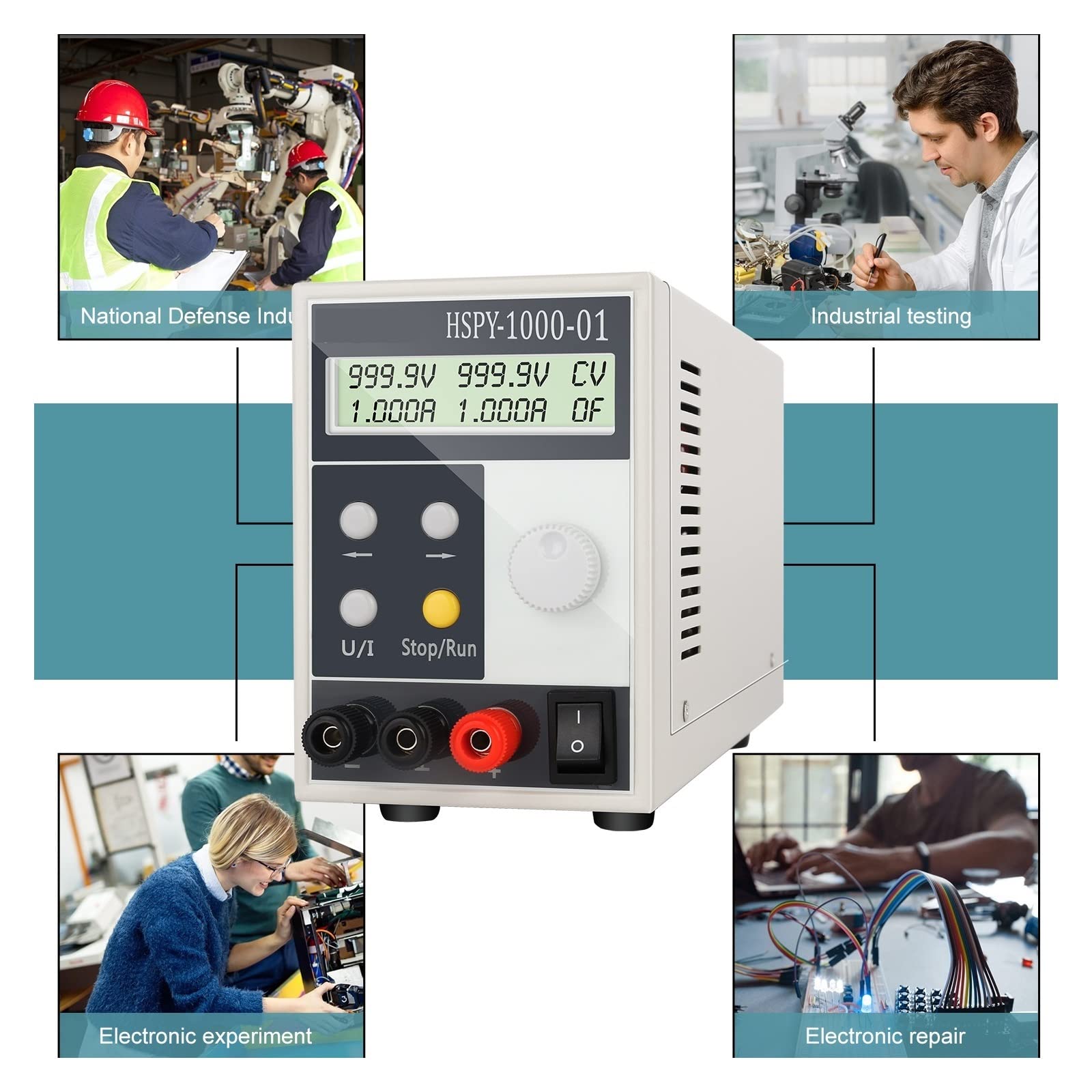 Alimentatore Regolabile, 1000 V 0,1 A 1 A 4 cifre CC Alimentatore a commutazione da laboratorio Alta precisione Regolabile 0,01 V 0,001 A Sorgente da banco programmabile(1000V 0.5A)