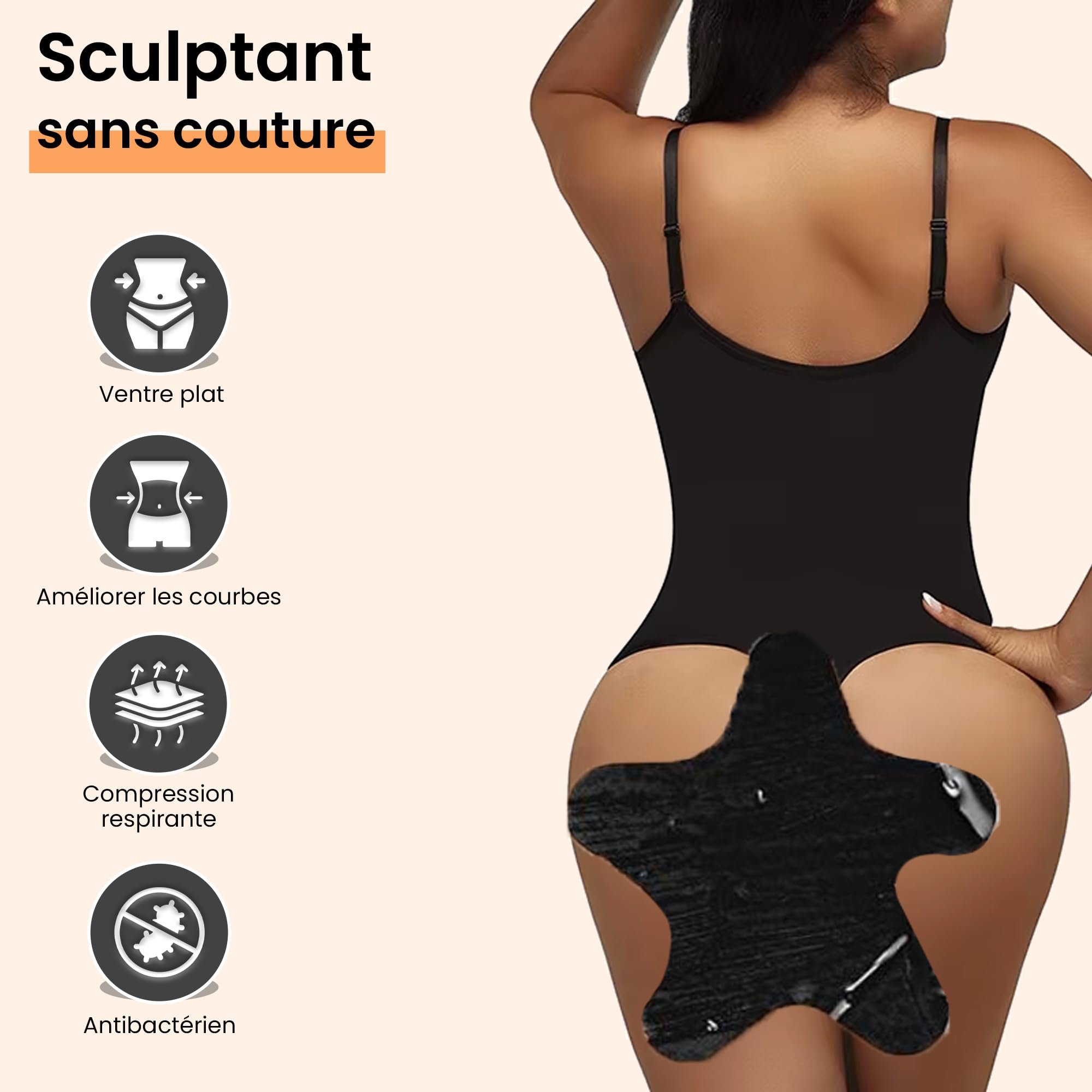 Body Gainant Femme Sculptant – Effet Ventre Plat, Tissu Respirant, Fermeture à Agrafes, Invisible sous les Vêtements, Coupe String, Shapewear et Gaine Amincissante Femme