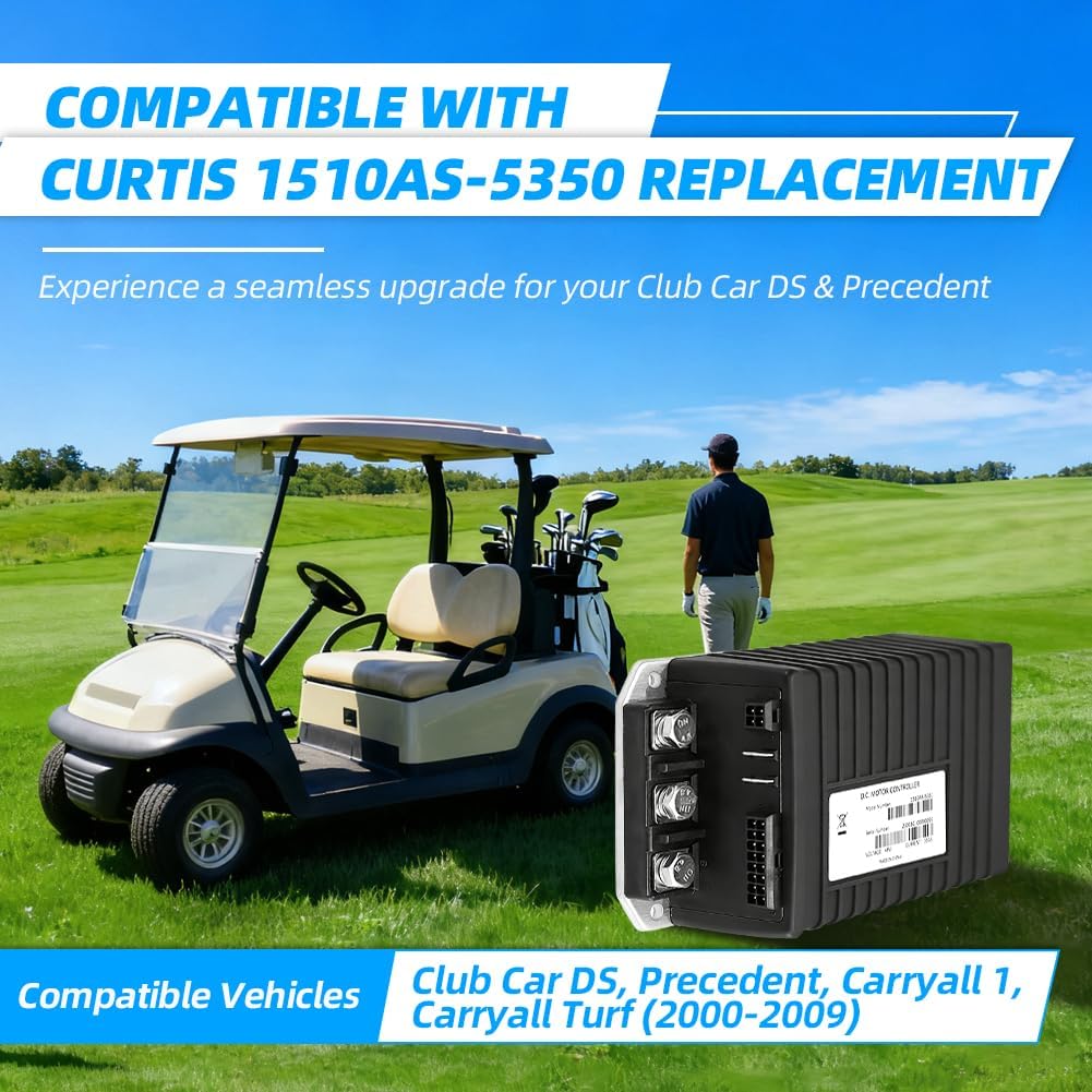1510AS-5350 Golf Cart Controller, 48V 350A Club Car Motor Controller, Compatible with Club Car DS & Precedent, Carryall 1 (2009-2014), Replaces Curtis, IQ System, MCOR 5K-0 Throttle Type, 103403401