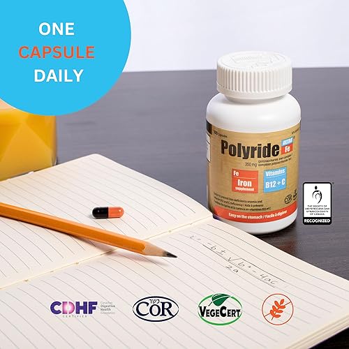 Vista 4 de Complejo de suplemento de hierro ultra polisacárido 350 mg - Apoyo energético con hierro - tratar la anemia por deficiencia de hierro - 125 mg