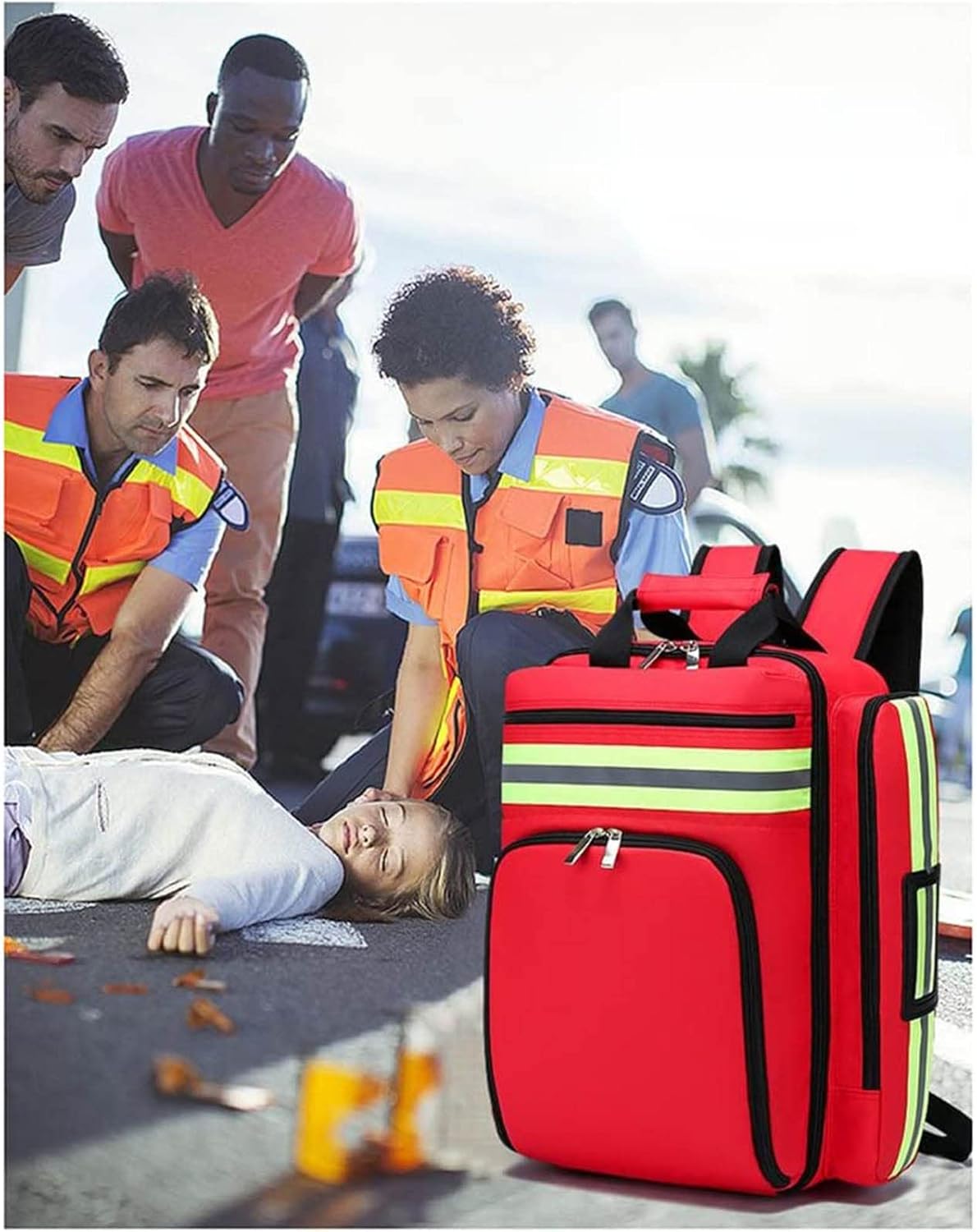 Empty First Aid Bag, Safety Haversack, Medication Storage Portable Travel Medical Supplies Cosmetic Organizer Emergency Pill Medicine Tote Outdoor Sport