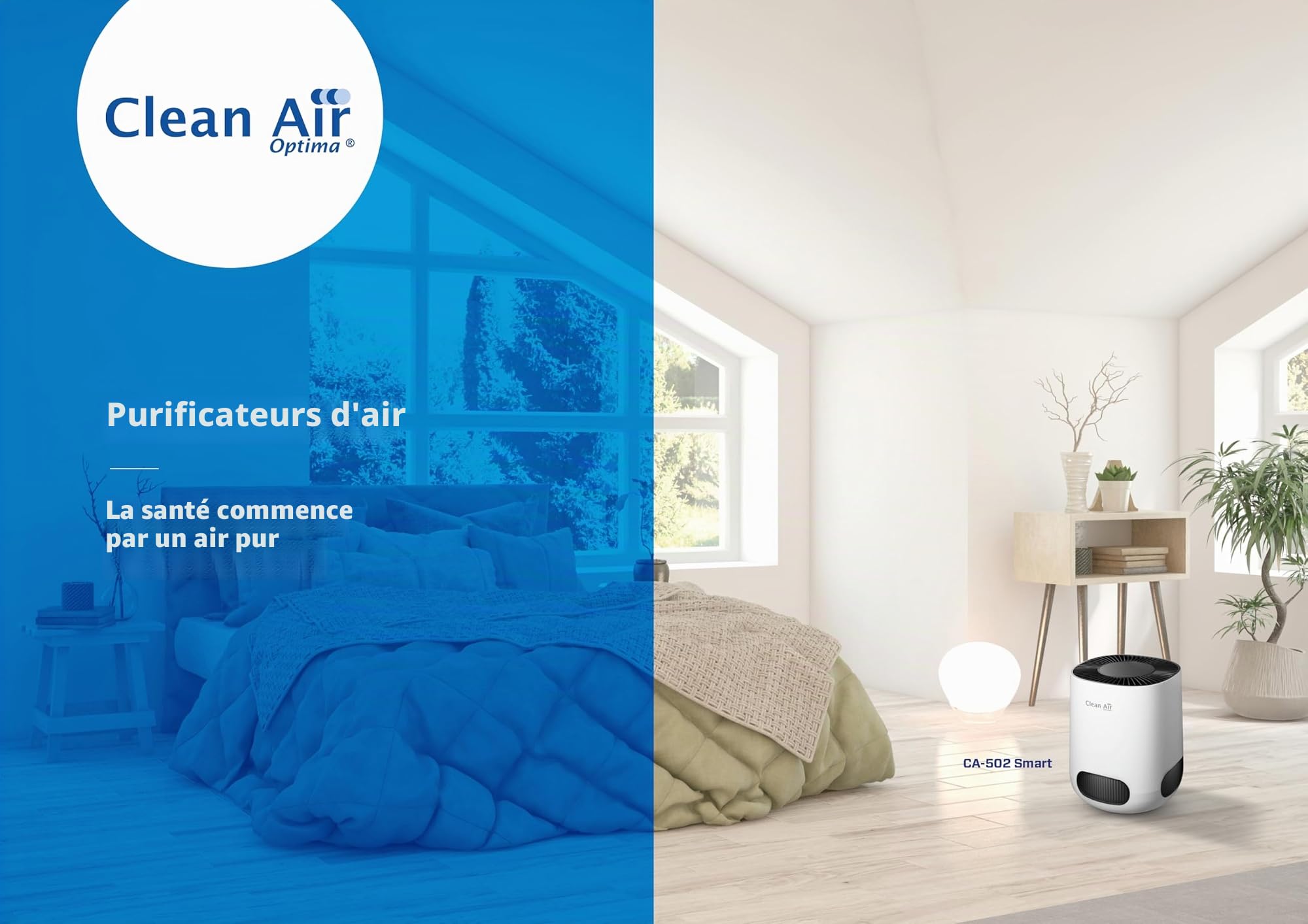Clean Air Optima CA-502 Desktop Smart - Purificateur d'air intelligent HEPA UV-LED Ioniseur - Ventilateur silencieux : <10dB(A) en mode veille - Adapté aux pièces jusqu'à : 20m² / 50m³