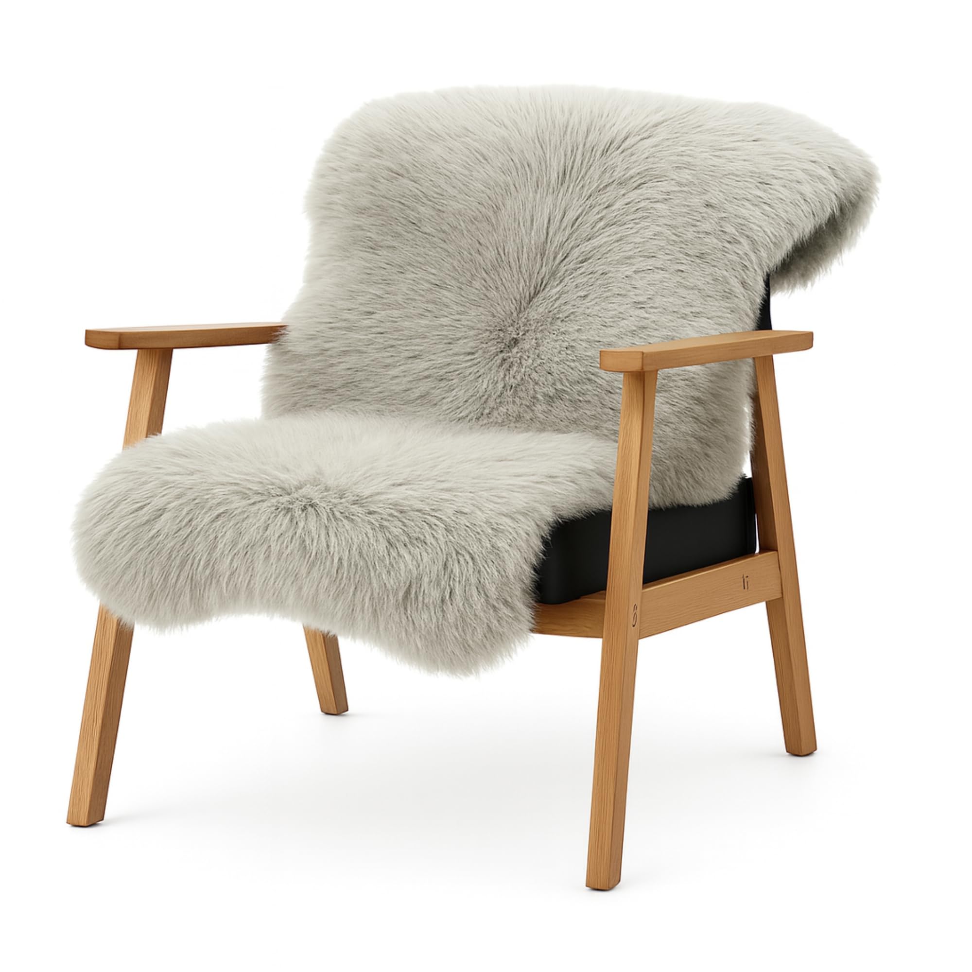KARAT Lammfell echt - Dark Beige Flauschige Stuhlkissen Schaffell Deko Teppich für Wohzimmer & Kinderzimmer, Sitzauflage, Dekofell, mit Lederrücken 90x60 cm (Audrey)