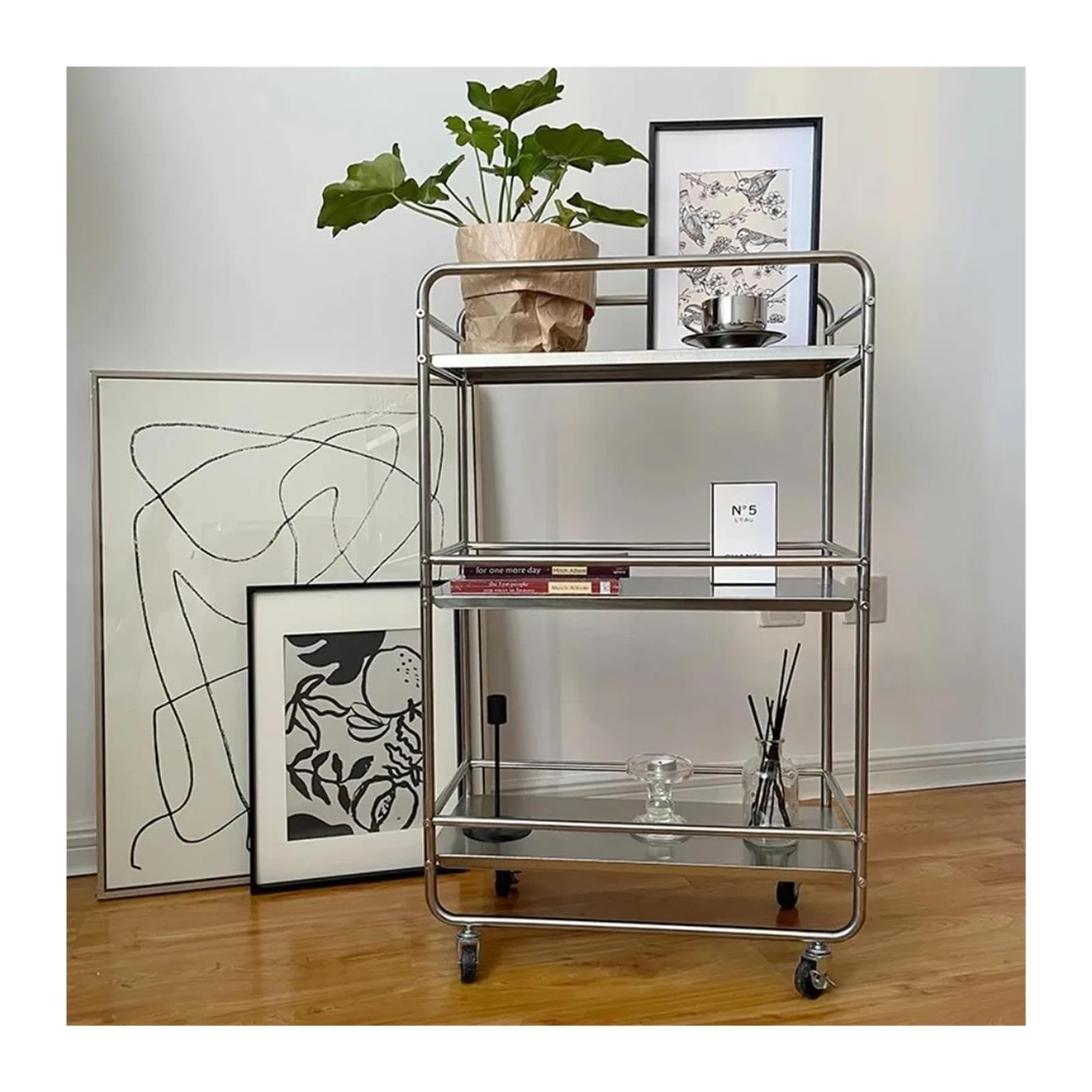 Carrello Cucina Carrello mobile con tavolino in acciaio inossidabile
