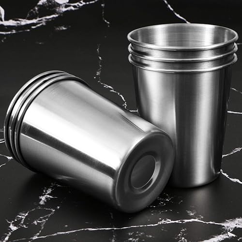 Miniatura 4 de EVERMARKET Paquete de 6 vasos de acero inoxidable de 8 onzas de 7.8 fl oz, inastillables, vasos de metal para niños y adultos
