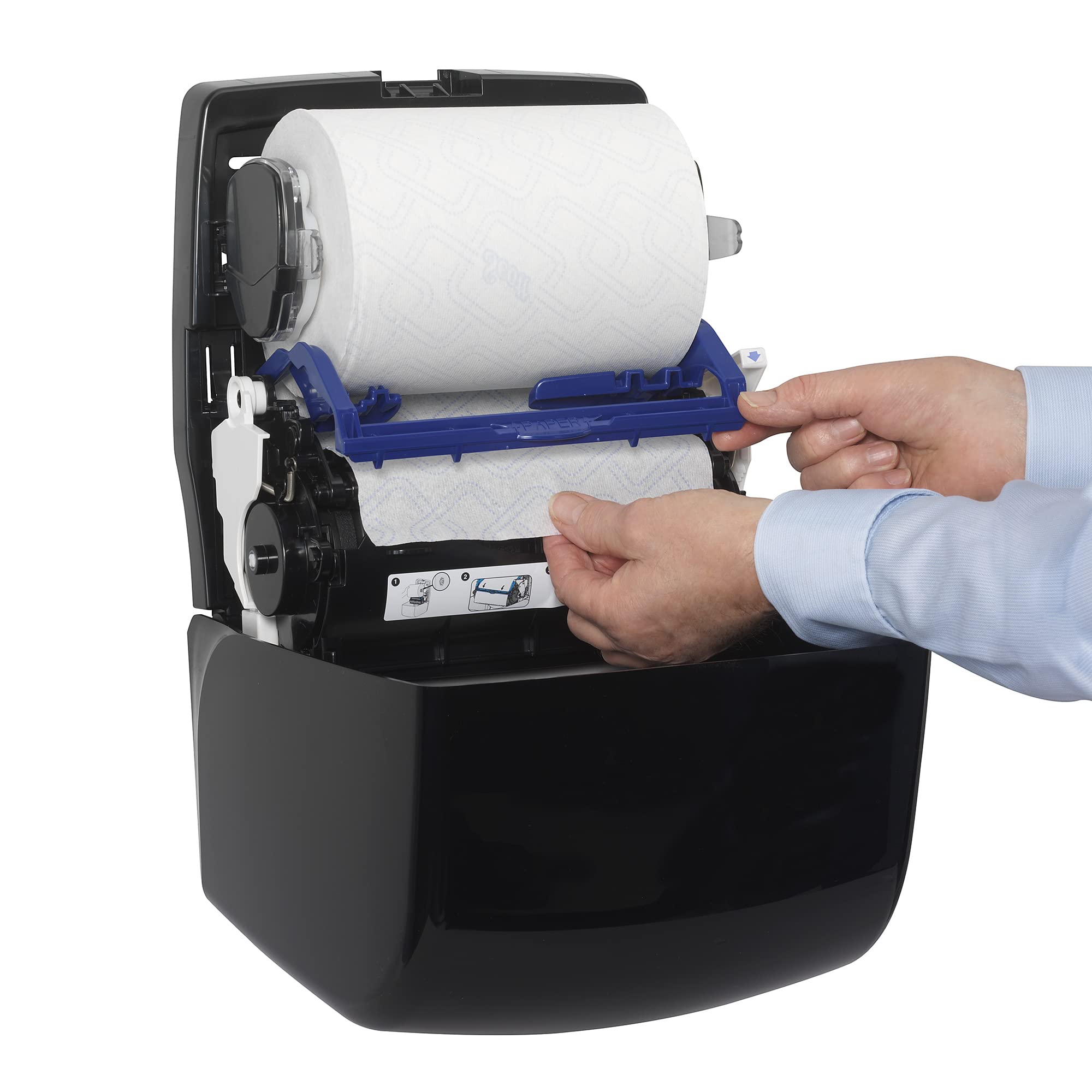 Aquarius Dispensador de Toallas Secamanos en Rollo Slimroll 7956, Negro, Montaje en Pared