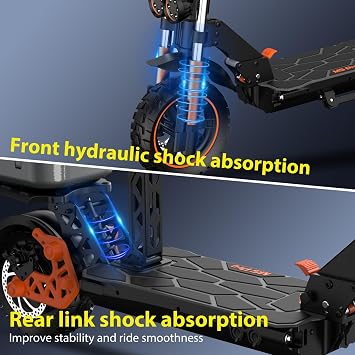 Electric Scooter Adults 1600 W Motor 50 Miles Long Range & 40 MPH Top Speed 10 Off Road Tire Folding E-Scooter 48V 27AH Battery Kick Scooter with Detachable Seat for Commuter Outdoor