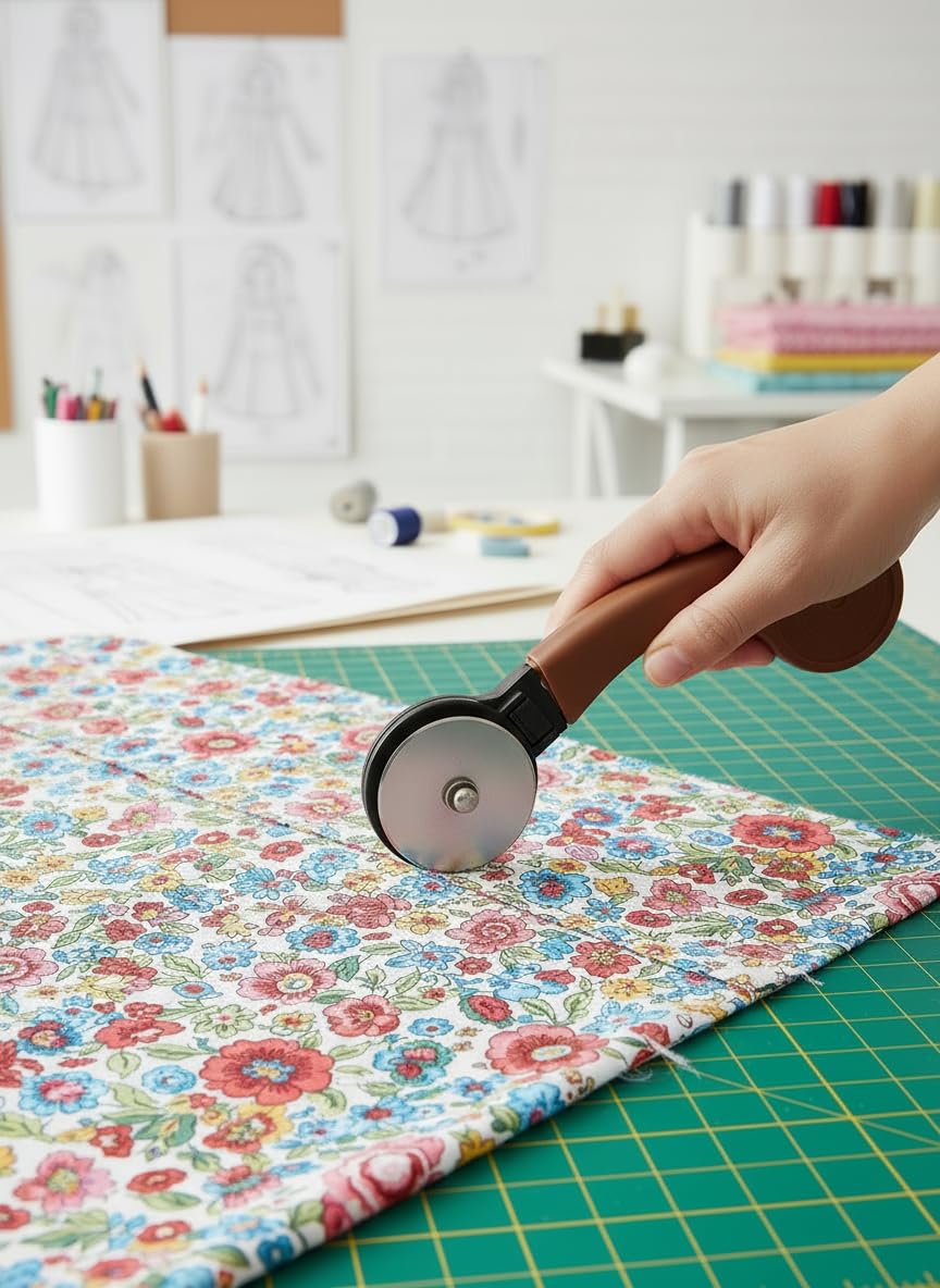 60 mm RS-60 Rulet Döner Kumaş Kesici – Patchwork, Kırkyama, Kağıt, Deri + 1 Adet Yedek Bıçak