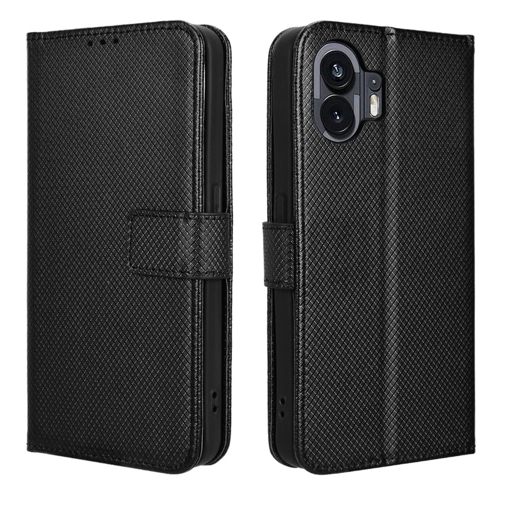 TenDll Flip Case For Nothing Phone 2,PU Leather Flip Cover Wallet case,Magnetic Closure,Cover with Card Slots & Stand For Nothing Phone 2 Case-Black