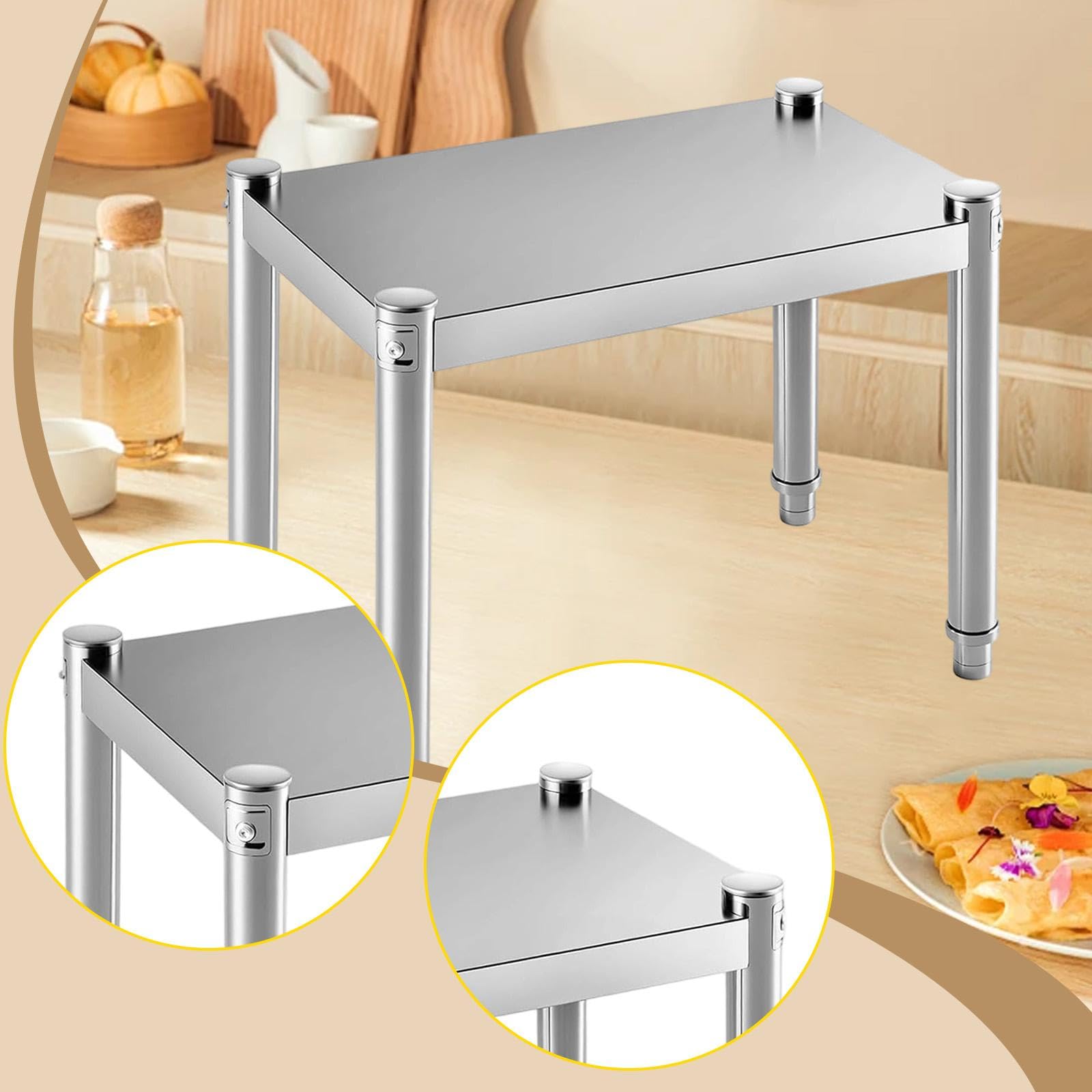 Estante para horno microondas, estante de almacenamiento de alimentos, de acero inoxidable, multiusos, organizador de mostrador para almacén y tienda (90 x 30 x 40 cm)