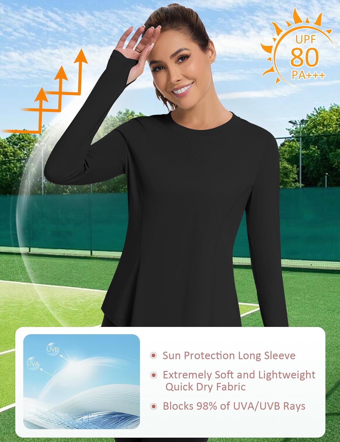 Avoogue Women UPF 50+ UV Shirts Long Sleeve with Thumb Holes Workout Sun Shirt Quick Dry Athletic Hiking Running Tops - Image 3