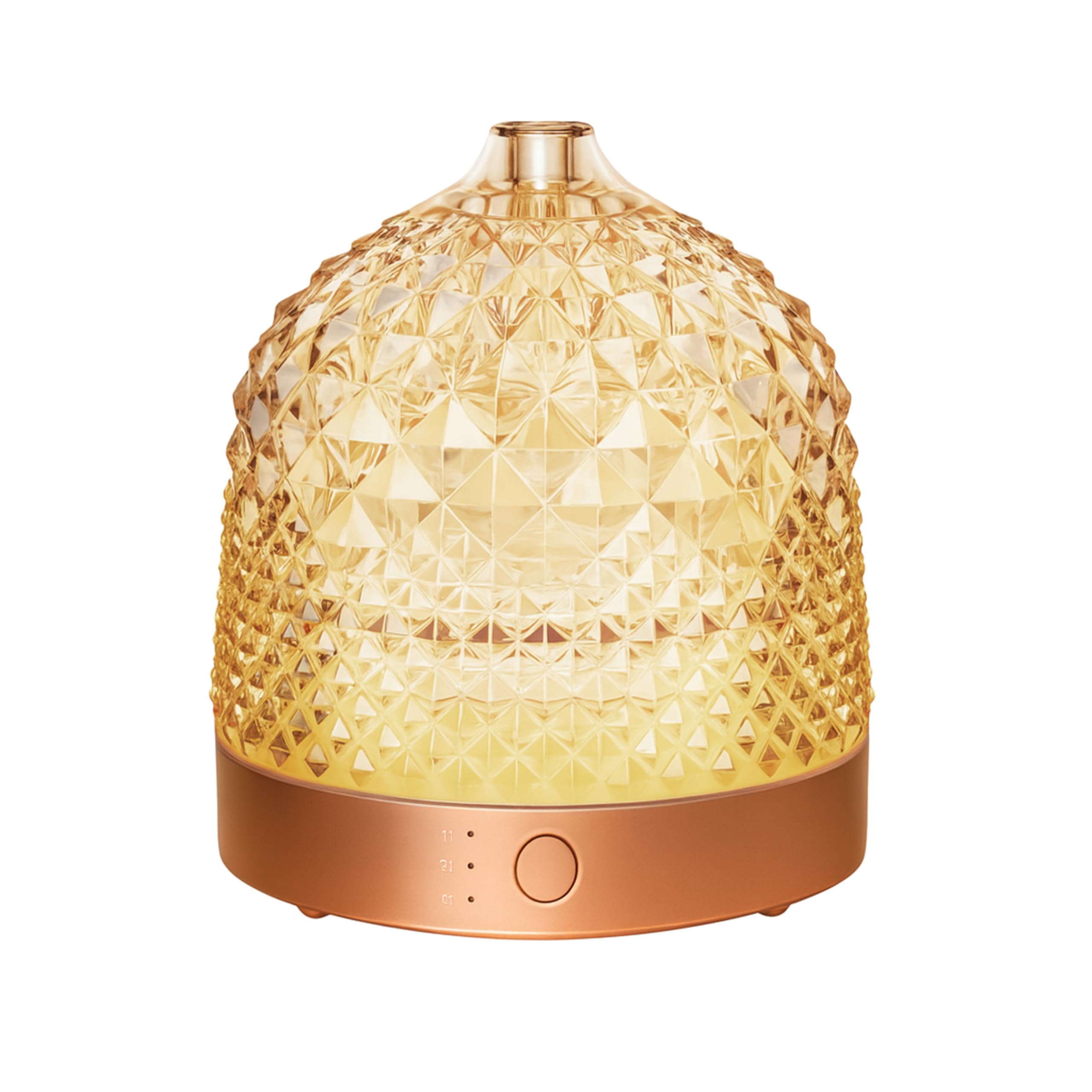 ALMA Difusor y humidificador de aceites Esenciales con depósito de Cristal de 200 ml - aromaterapia Elegante con Vidrio, iluminación LED de Ambiente, 10 Horas de Niebla tranquilizadora (Gold Rose)