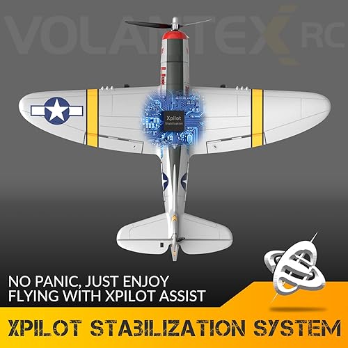 Miniatura 2 de VOLANTEXRC Avión RC para principiantes, 4 canales WWII Warbird P-47 Thunderbolt con Aileron, avión RC de 2.4 GHz con auto enderezamiento Xpilot y