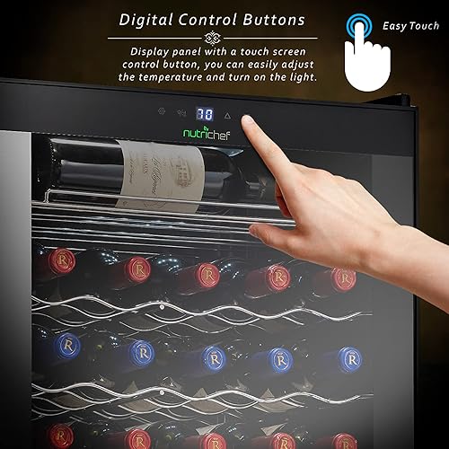 Miniatura 5 de NutriChef PKCWC340 - Refrigerador de vino, 34 botellas de una sola zona, capacidad de 93.5 L, 33 x 19 x 17 pulgadas, negro