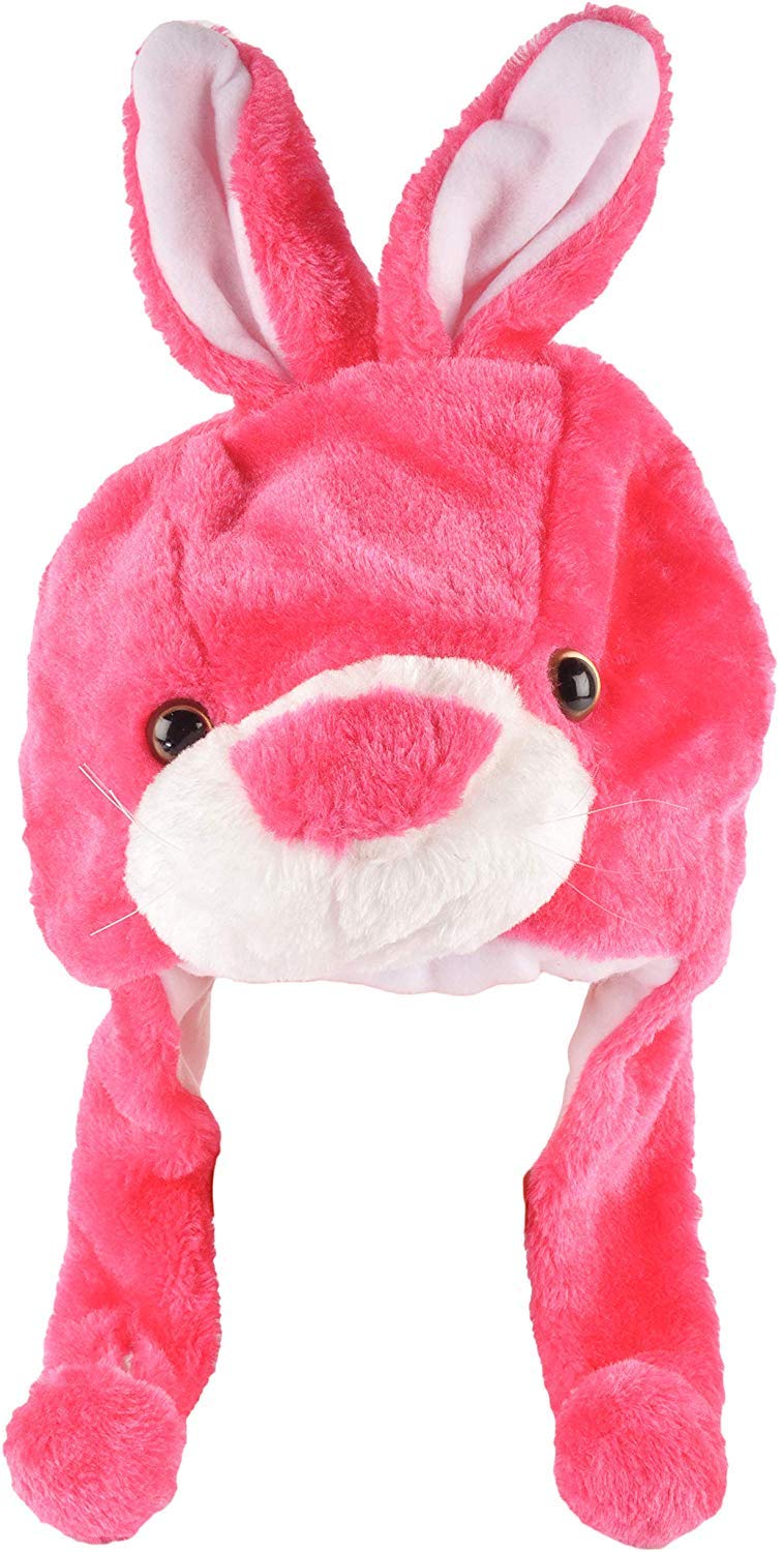 Malvina Boy's & Girl's Plush Dark Pink Rabbit Hat with Pom-Pom Fastener, 4-8 Years, (Dark Pink)