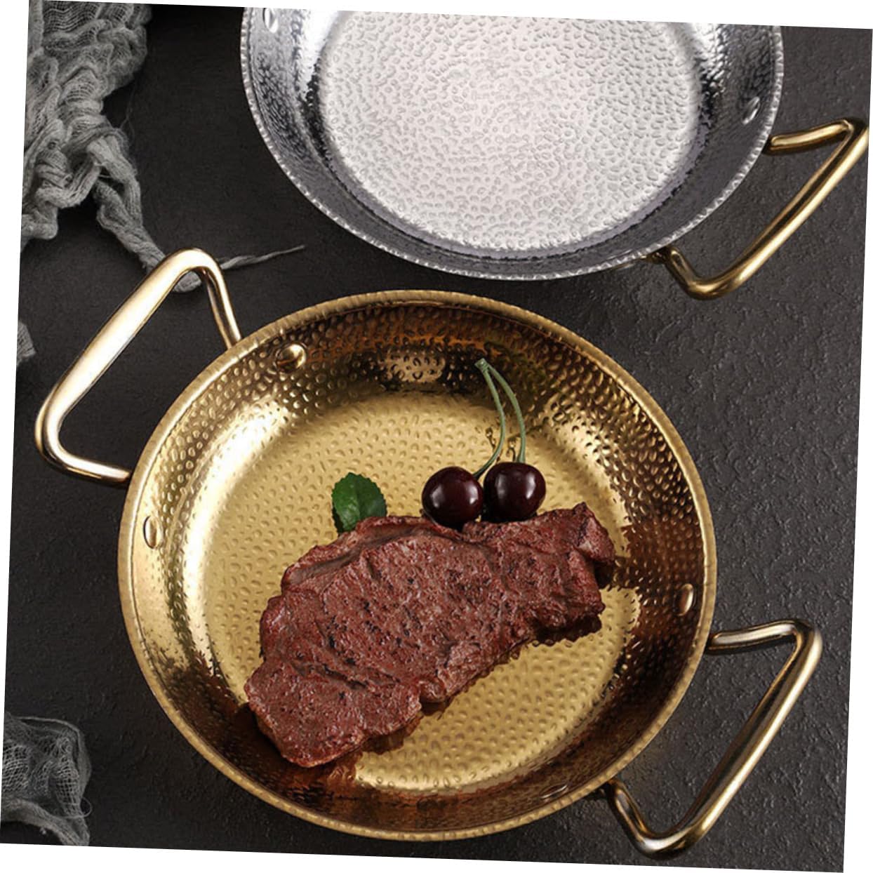 Double Handle Cooking Pot Multi-function Seafood Paella Pan for Hot Pot Non- Ergonomic Design for Home Cooking Finish