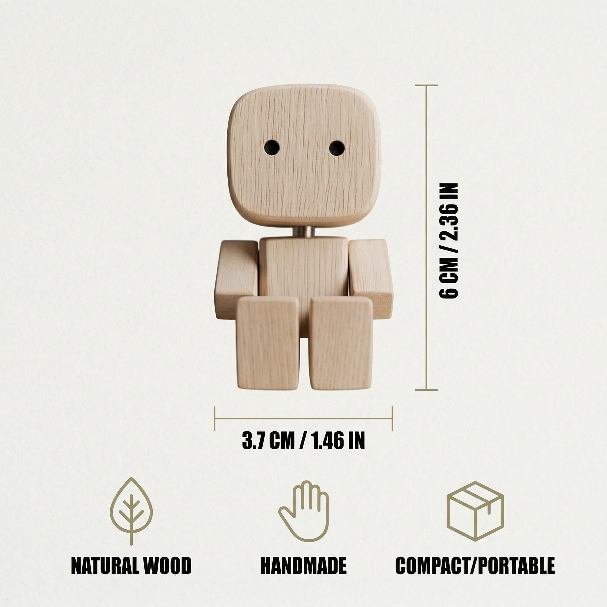 Mini-Holzmarionette mit Wackelbein, Lustiges Auto-Accessoire und Entspannungs-Spielzeug für Schreibtisch und Armaturenbrett, 2.5cm