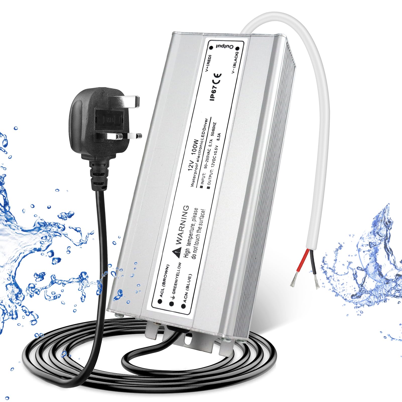 LightingWill 12V 100W Power Supply IP67, 8.3A Outdoor Waterproof LED Driver With Plug, AC 240V to DC 12 Volt Transformer for LED Lighting, CCTV, Computer Project โ image 1