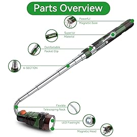 LED Magnetic Pickup Tools, Telescoping Magnetic Flashlights with Extendable Magnet Stick, Christmas Stocking Stuffers for Men Adults, Birthday Gifts for Men, Dad, Camouflage