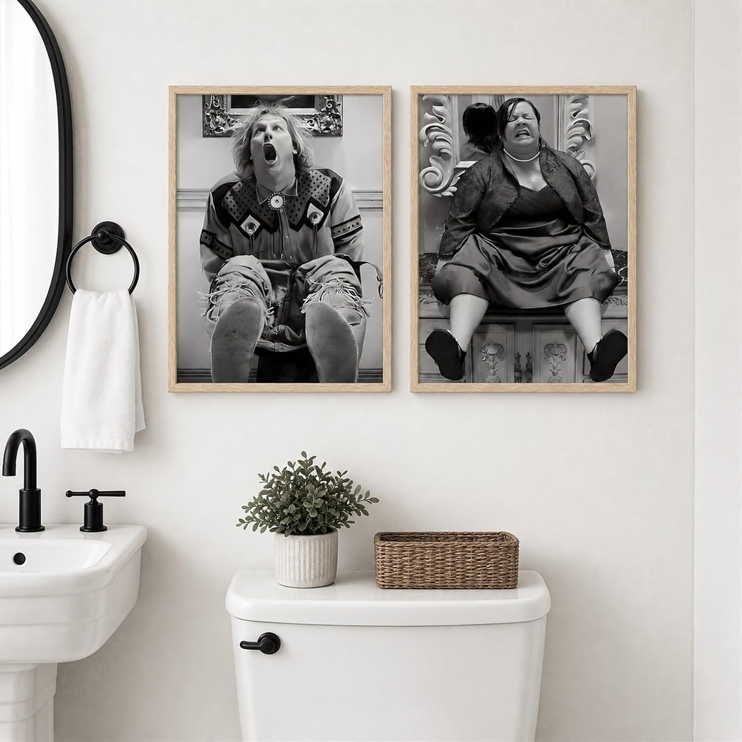 Framed Funny Bathroom Wall Art Dumb And Dumber Canvas Art Prints Set of 2 image 2