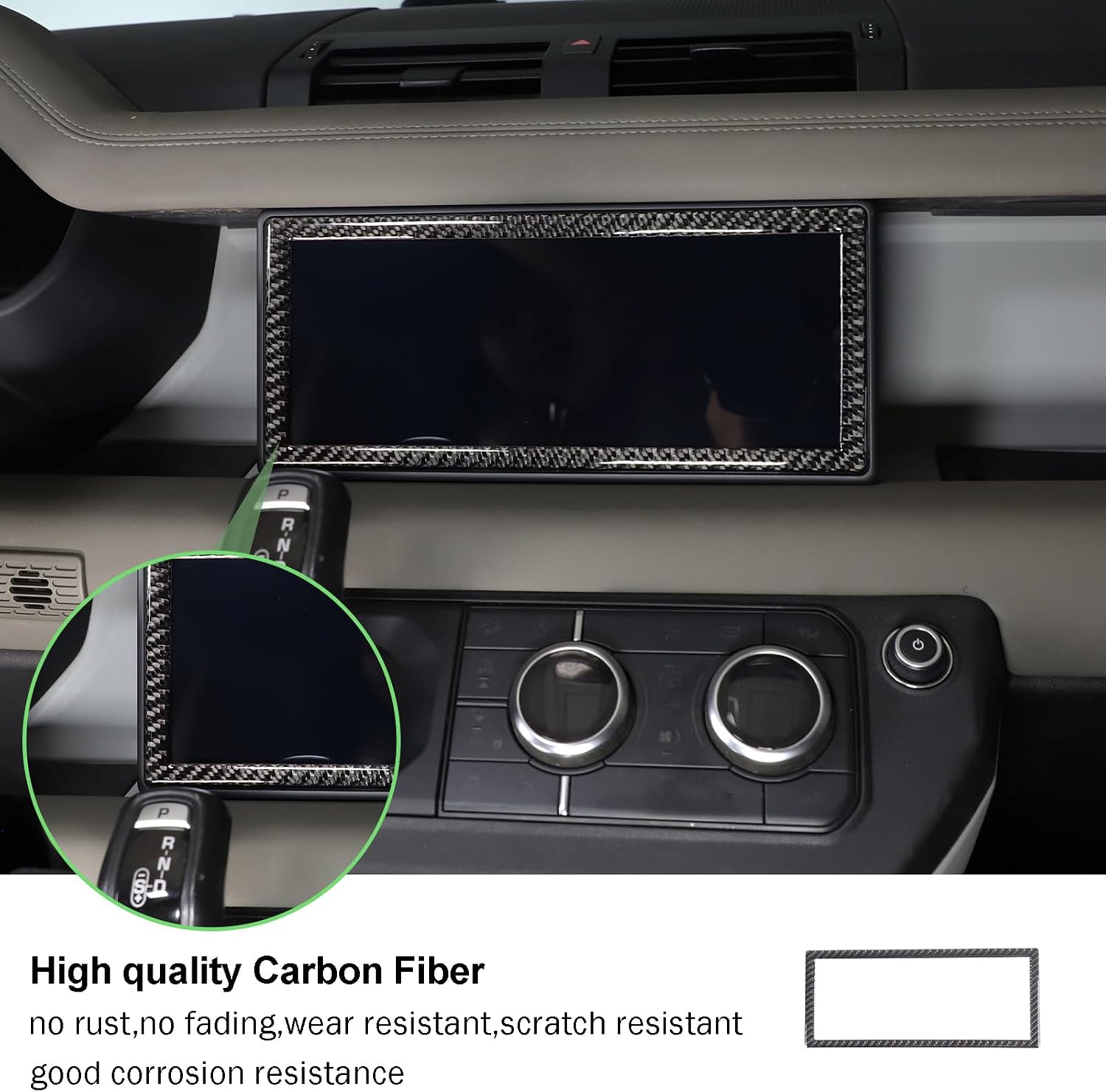 PIUGILH Car Center Dashboard Navigation Screen Trim Cover Compatible with Land Rover Defender 90 110 130 2020-2024, Soft Carbon Fiber Interior Accessories Sticker, 1Pcs