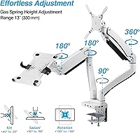 Vista 5 de AVLT Soporte de escritorio con brazo de monitor dual de 17"-43" con bandeja para laptop de 15" y estación de acoplamiento USB-C, HDMI 4K60Hz, USB-A