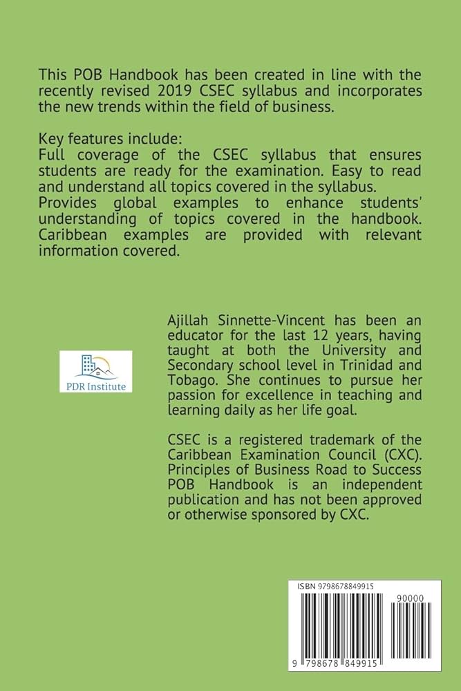 Principles of Business Road to Success Handbook: POB Updated CSEC