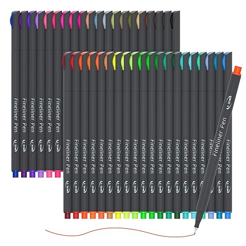 Lineon 40 Colors Journal Planner Pens, 40 Colors Fineliner Pens Perfect Set for Journal Planner Note Calendar Coloring Office School Art Supplies
