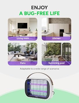 Buzbug LED Bug Zapper Indoor, 50000 H Long-Lasting LED, Energy Saving & Dual Band Attraction, High-Voltage Electric Mosquito Zapper, Fly Trap Mosquito Trap, Fly Killer -MA015B