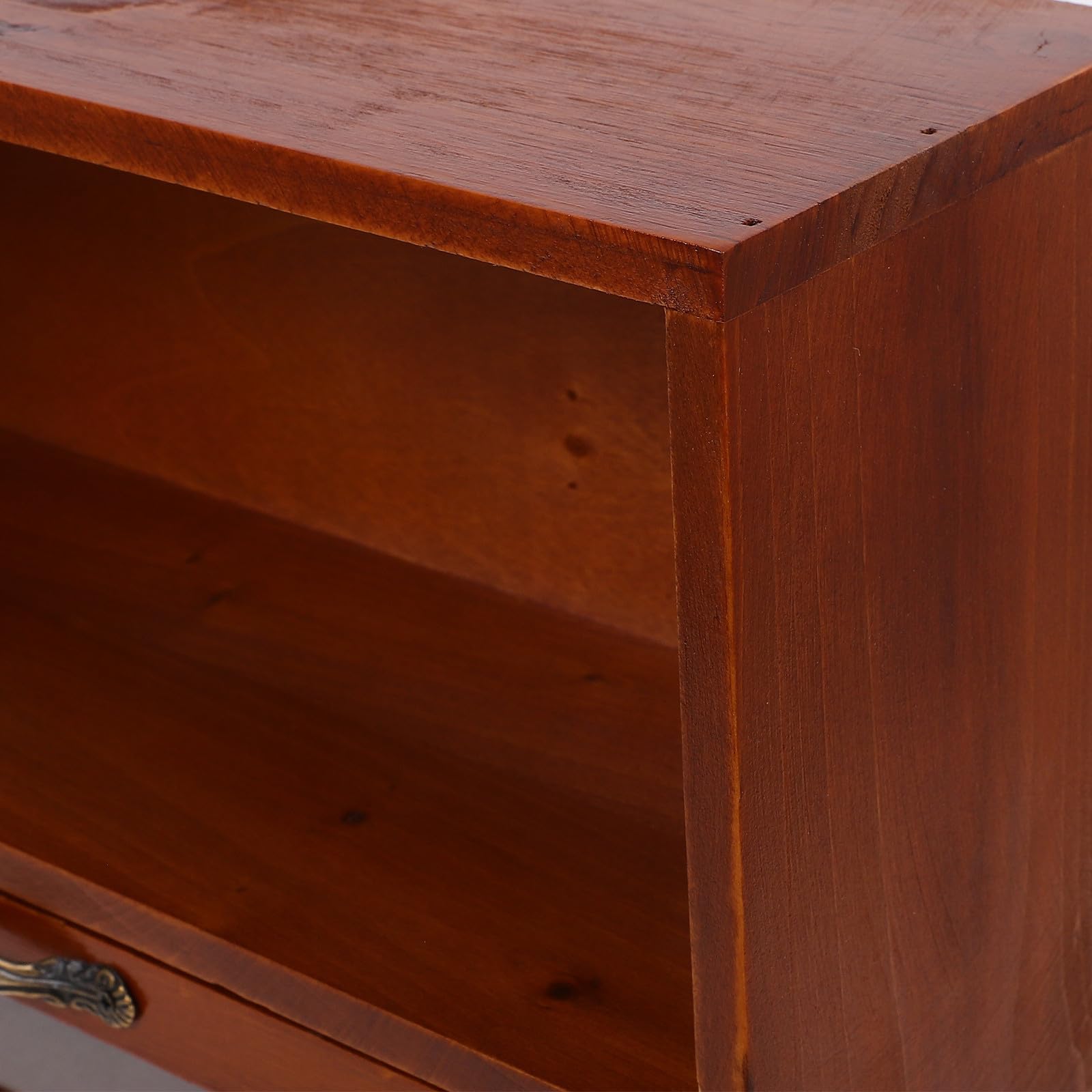SHINEOFI Freistehende Holz Aufbewahrungsbox Vintage mit Schublade Kosmetik und Teebecher Organizer für Küche und Badezimmer Retro Aufbewahrungskorb mit Regal