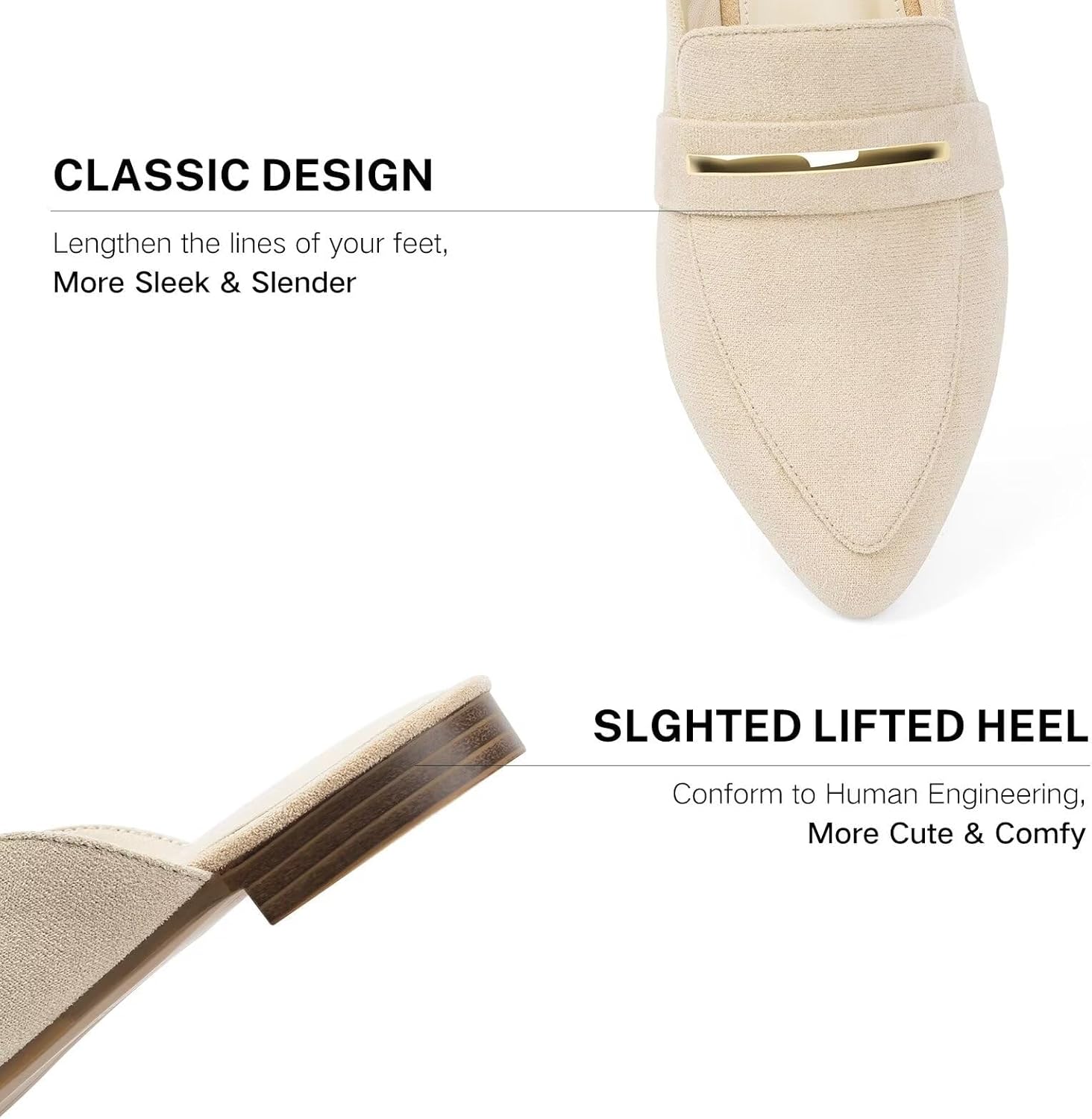 MUSSHOE Comfortable Work Women's Mules - Casual Slip on Black Suede Backless Loafers-Office Business Teacher Dressy Flats 2025 for Professional​ Women - Image 4