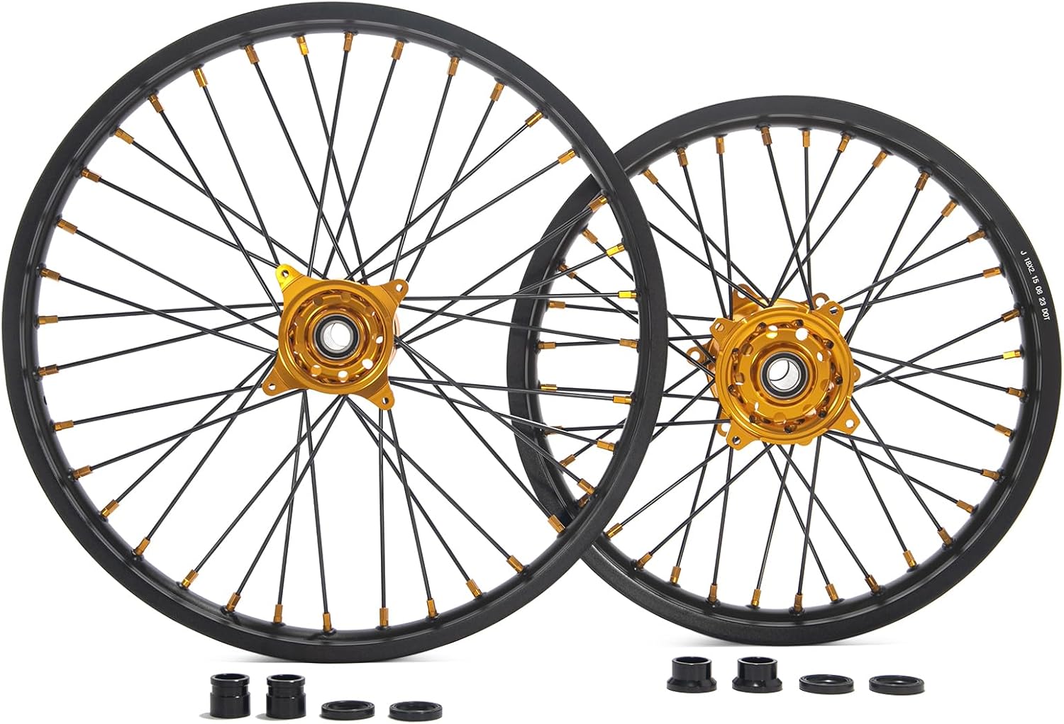 TOFR 21" 19" Spoked Wheels Set for SUZUKI RMZ250 RMZ450 05-24 Gold Hubs Black Rims
