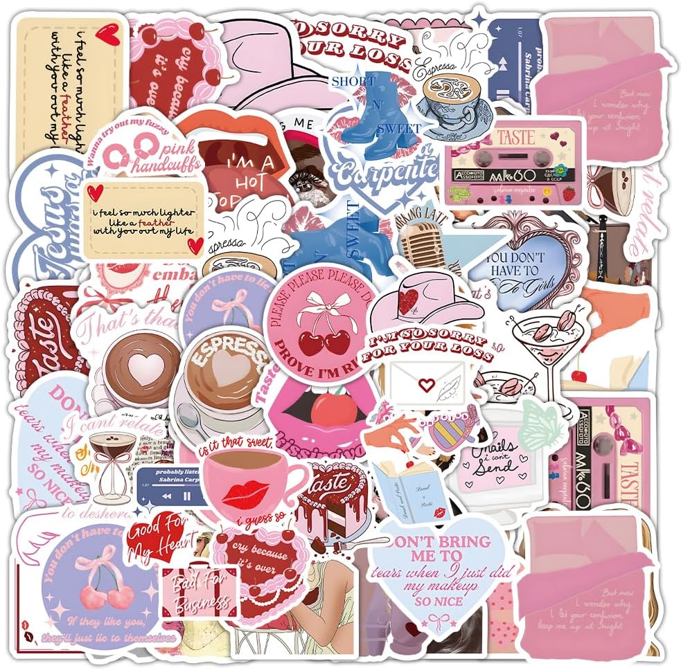Aesthetic Vinyl Stickers and Decals,Aesthetic Stickers,Waterproof Decals for Laptop，Computer，Phone Case,Guitar，Gifts for Adults Teens.