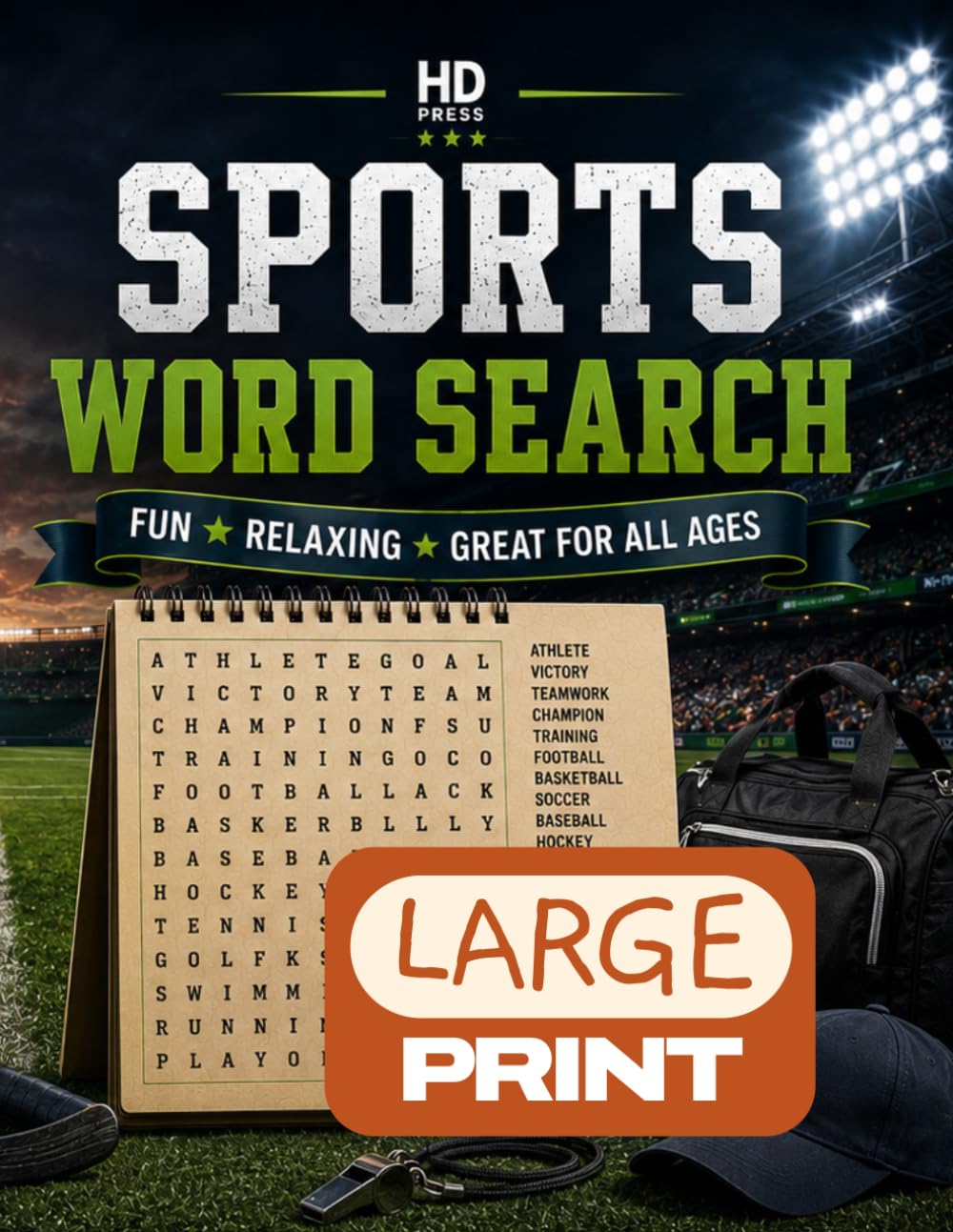 Sport Wordsearch: Over 100 Large Print Sport Themed Puzzles, With Fun Facts & Solutions, Relaxing & fun for All Ages (HD Press Themed Wordsearch Puzzles)