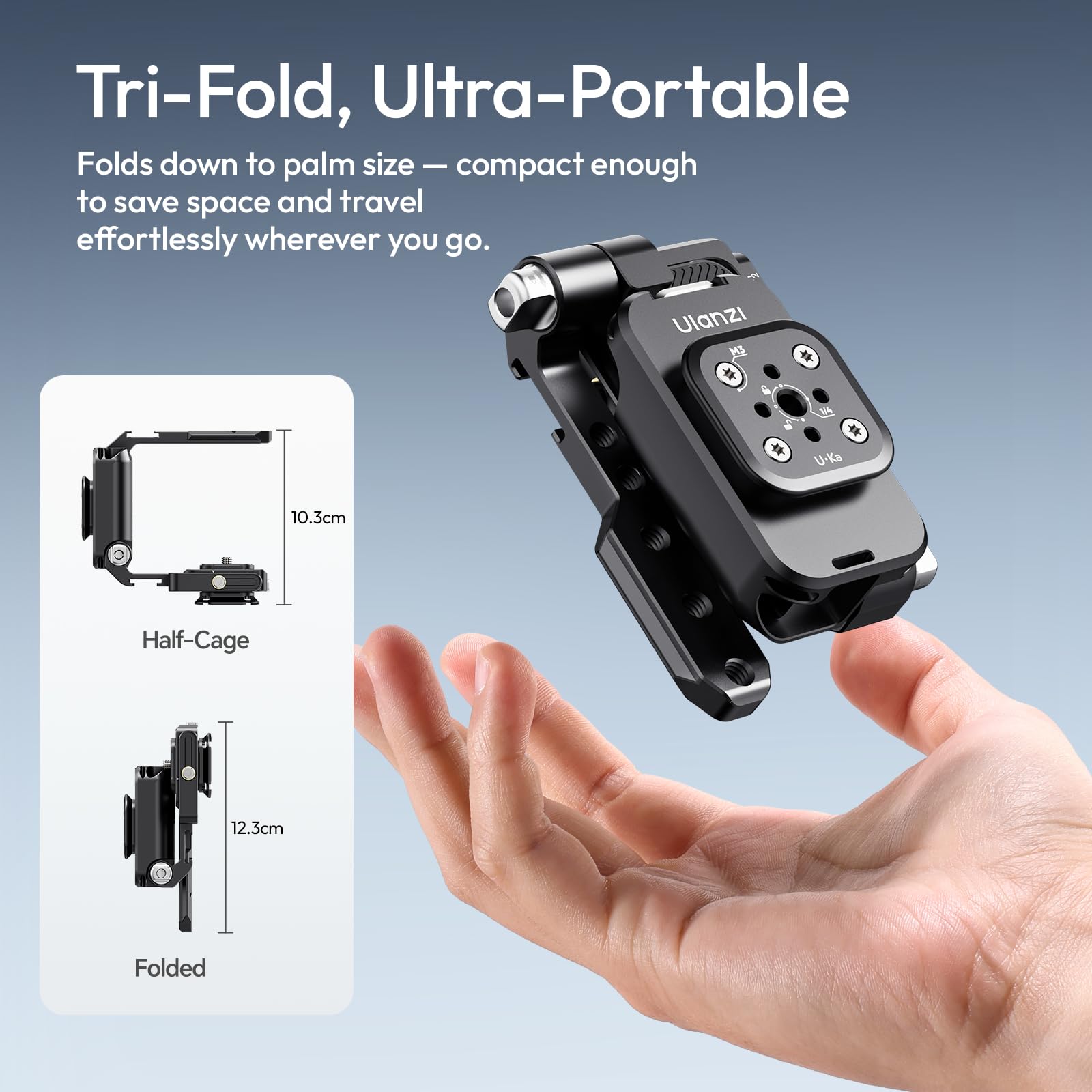 ULANZI XJ01 Universeller Faltbarer Kamerakäfig, portabler Top-Handle & Videokameragriff, Uka-Schnellwechsel mit 1/4" & Kaltgeräteschuhen, NATO-Schienen & ARRI, kompatibel mit DSLR und Camcordern