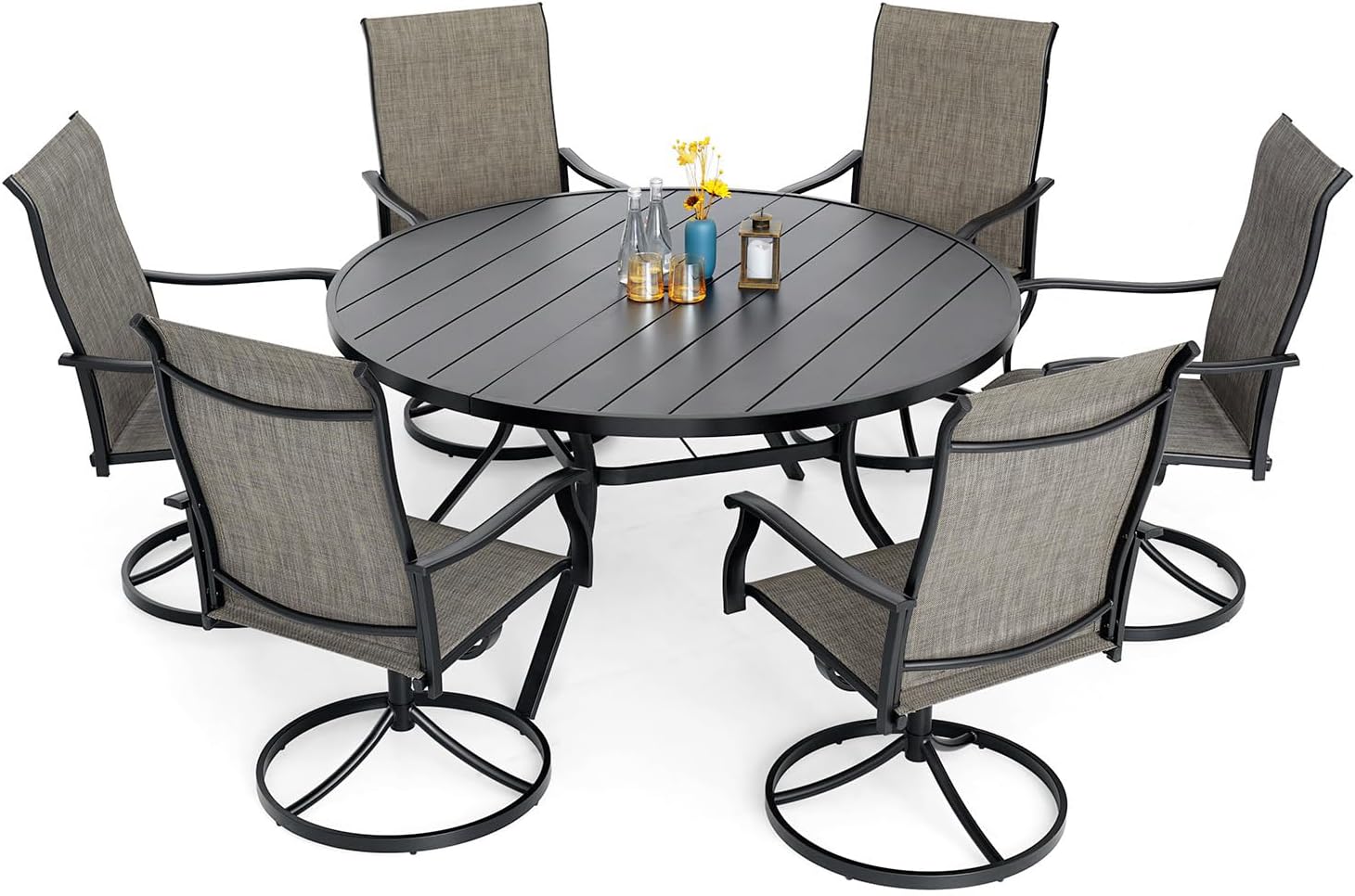 Amazon.com: Nixtopia Extra Large Round Patio Dining Table, Swivel ...