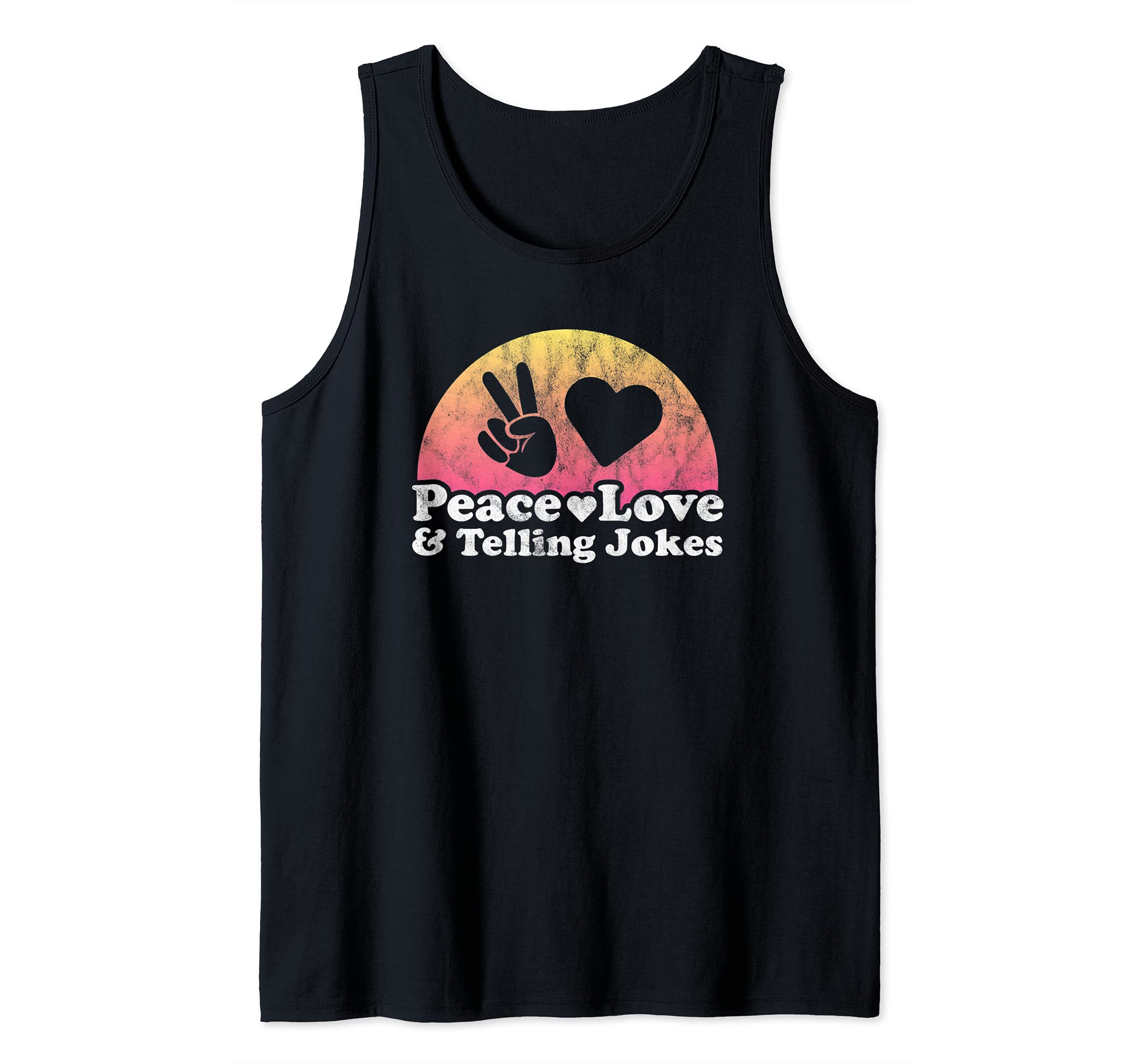 Peace Love and Telling Jokes Tank Top, Black