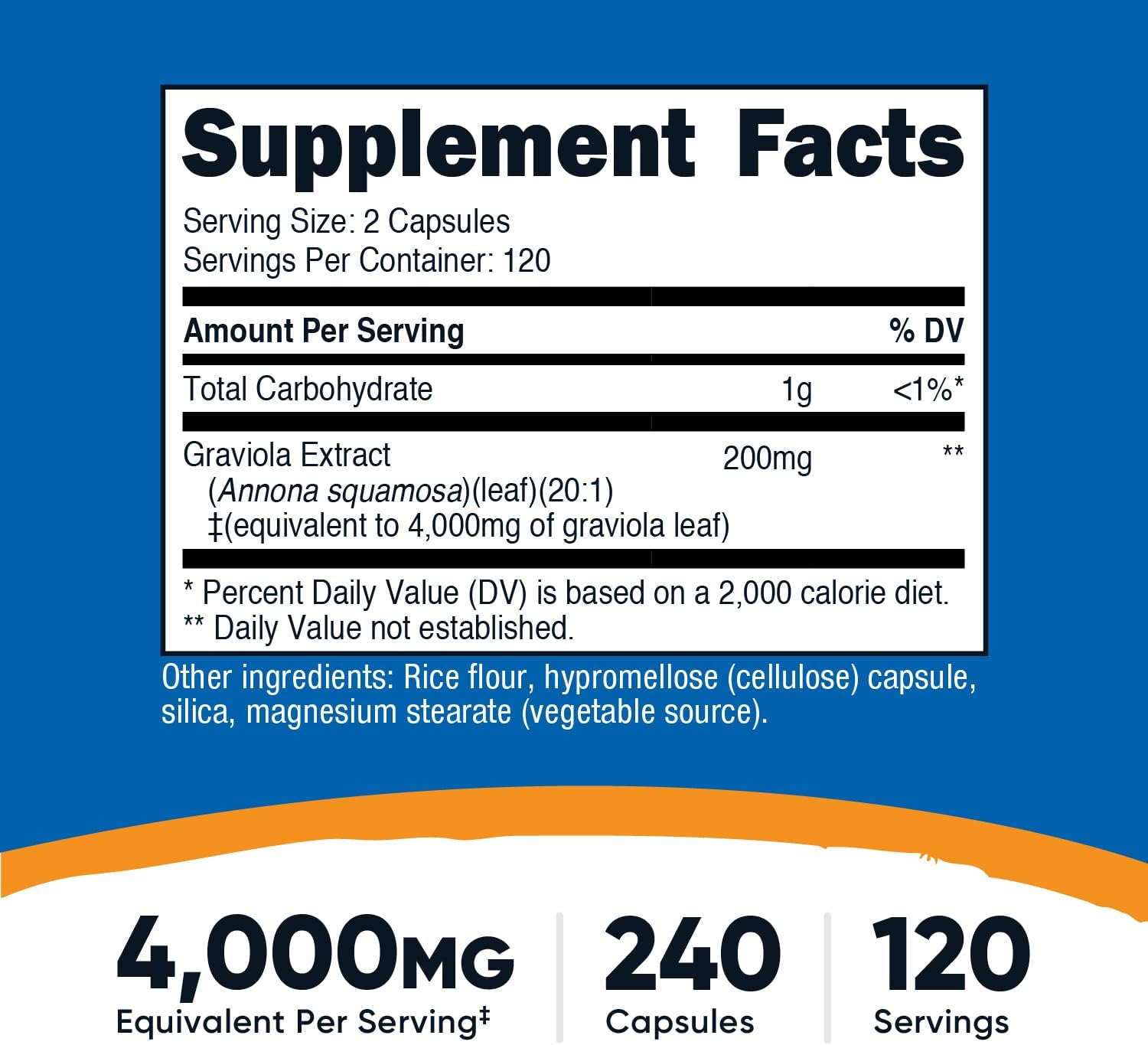 Nutricost Graviola Extract 4,000mg Equivalent from 200mg of 20:1 Extract Per Serving, 240 Capsules for 120 Servings - Soursop (Annona Muricata) Leaf, Vegan, Gluten-Free, GMO-Free - Image 2