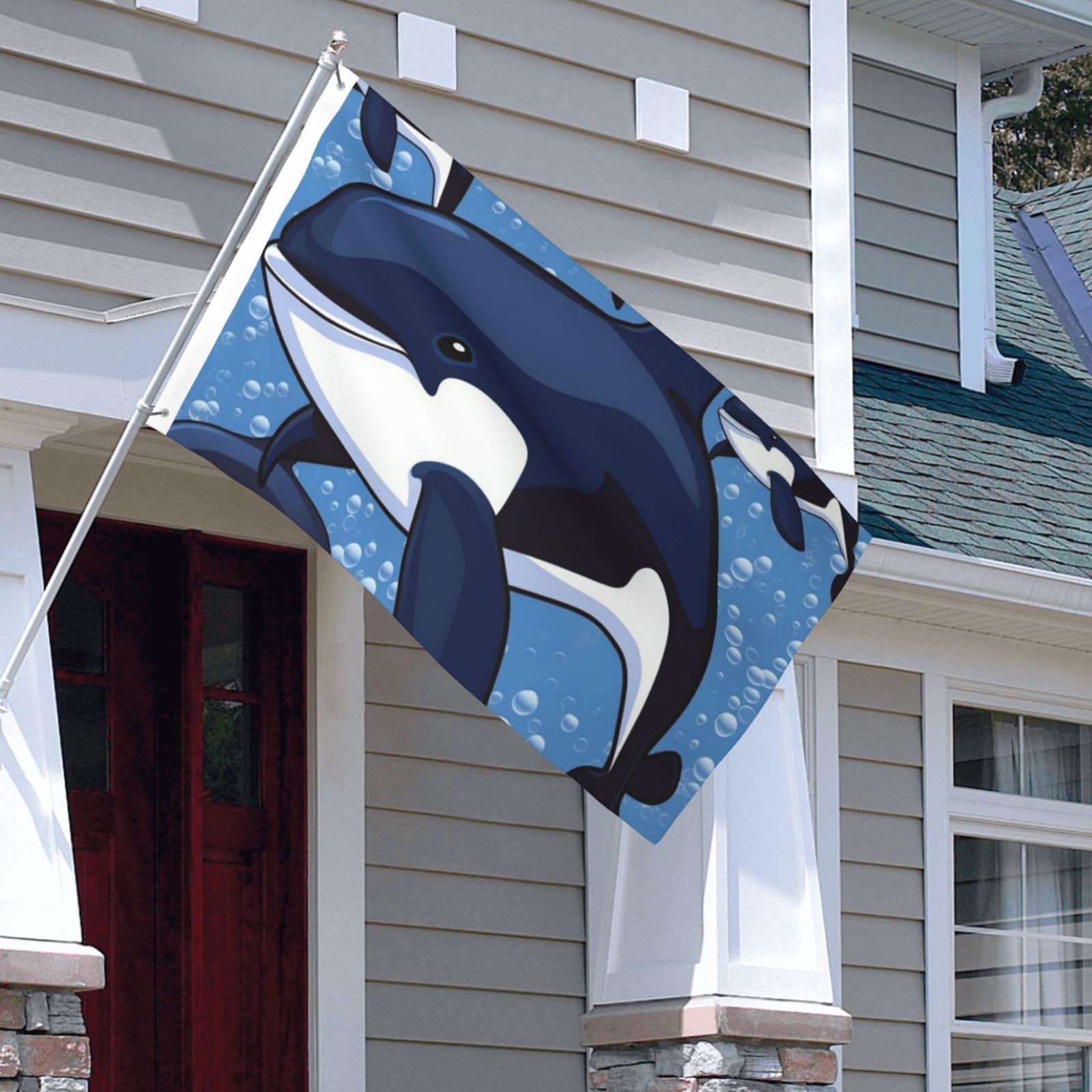 Sommer-Willkommensflagge 90 X 150 Cm – Meeresblauwal & Koralle, Für Garten, Terrasse, Bauernhaus-Deko