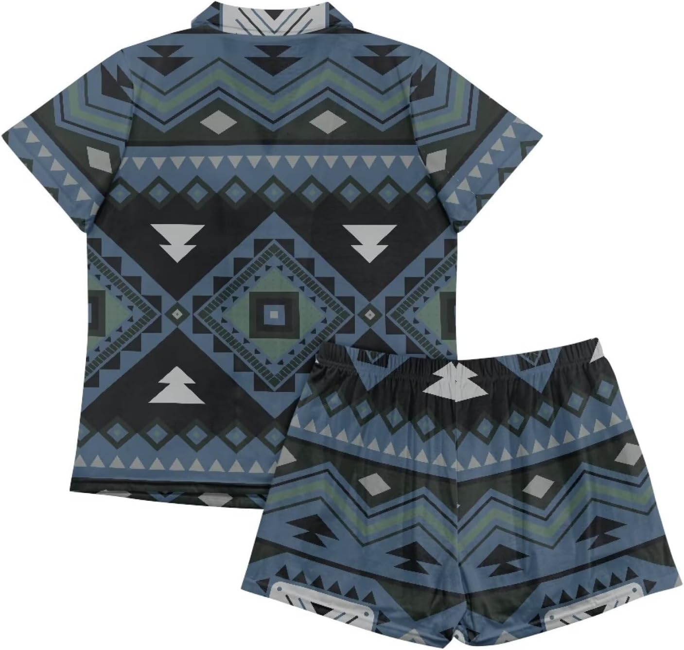 Couple Aztec Pajamas Matching Set 3D Print Geometric Ethnic Traditional Tribal Patterns Short Sleeve Button Down
