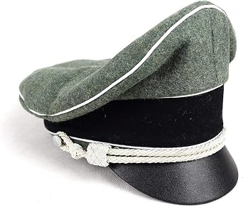 Replica WW2 German Army Field Marshals Hat, Crusher Style with White Pipe and Silver Chin Cord