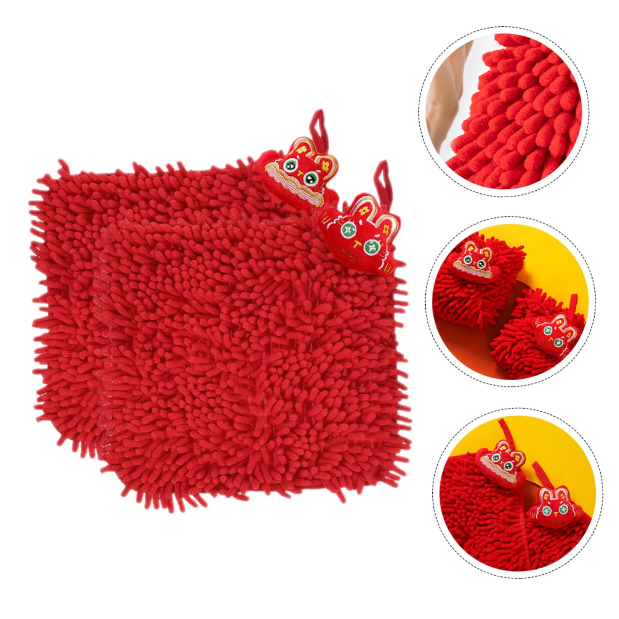TOPBATHY 4 Set Asciugamano Festivo Bagno Raffreddamento Asciugamani Rossi Pulito Peluche Scratcher Salviette Per Strano Soffice Assorbente Auto Cucina Ciniglia Rosso 2 Pezzi * 4