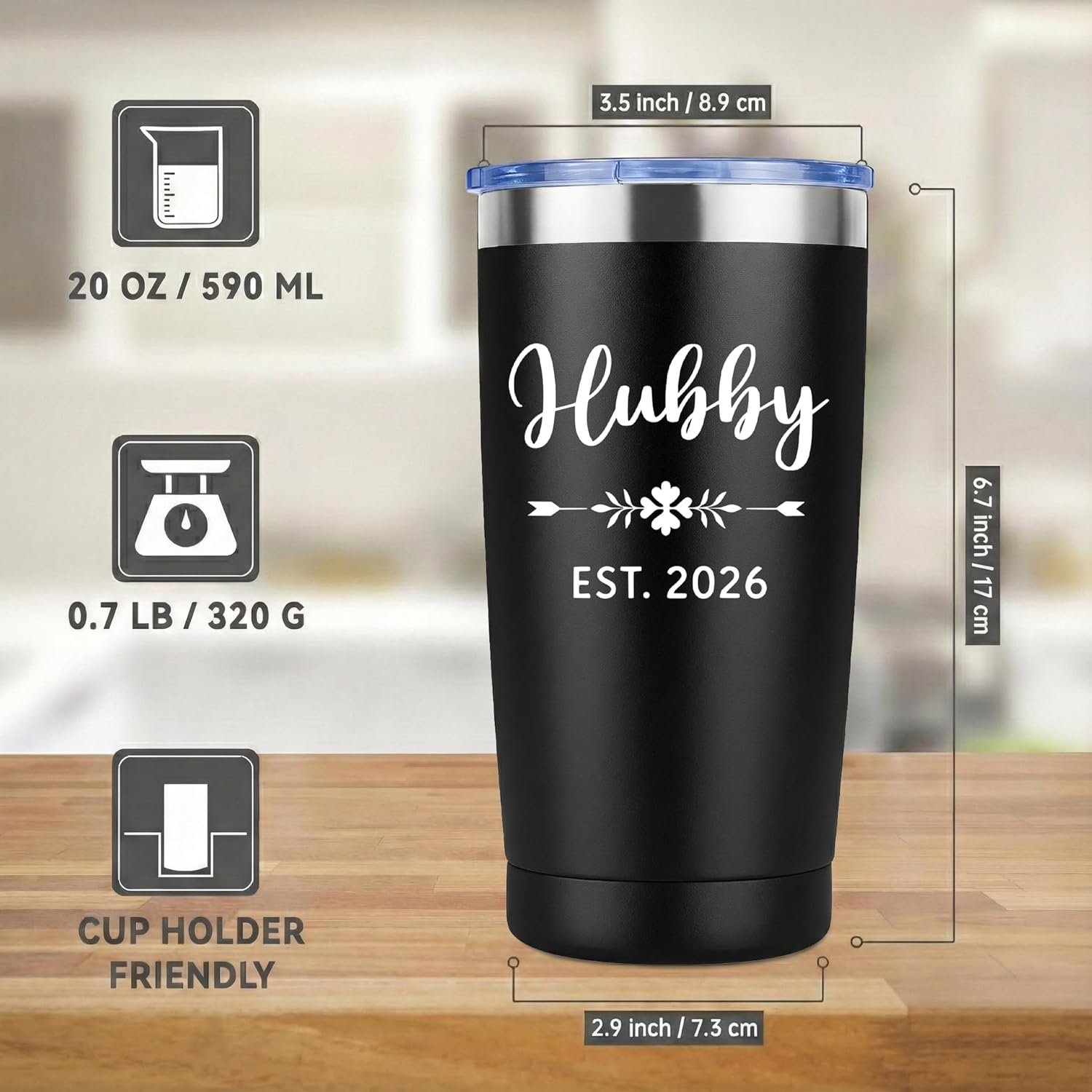 Mr and Mrs 2026 Tumbler Set of 2 - Wifey and Hubby EST 2026 Wedding Gifts for Couples - 20oz Vacuum Insulated Stainless Steel Travel Mug for Bride and Groom - Engagement, Anniversary, Honeymoon Gift