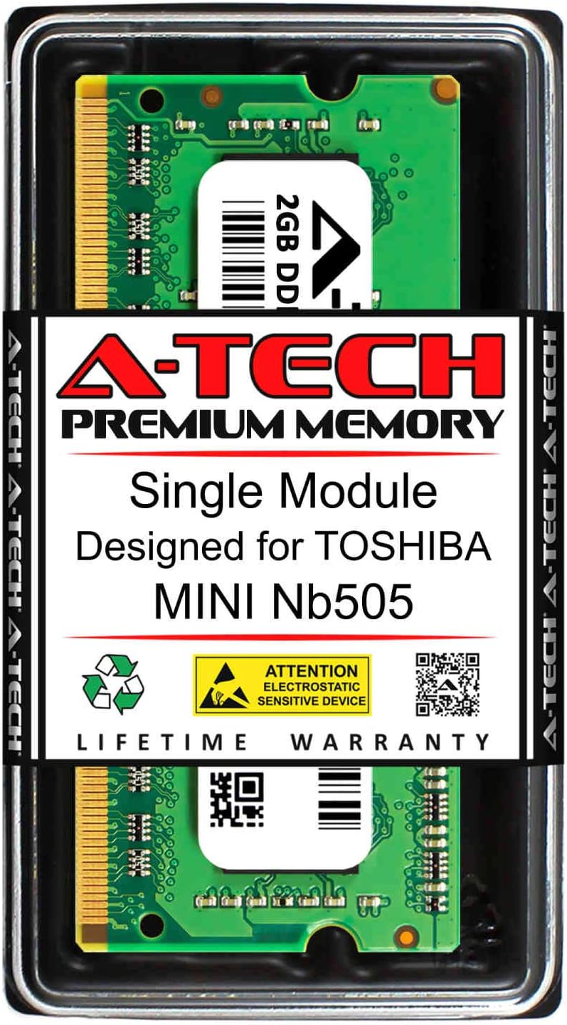 A-Tech 2GB RAM for Toshiba MINI NB505 | DDR3 1333MHz SODIMM PC3-10600 204-Pin Non-ECC Memory Upgrade Module