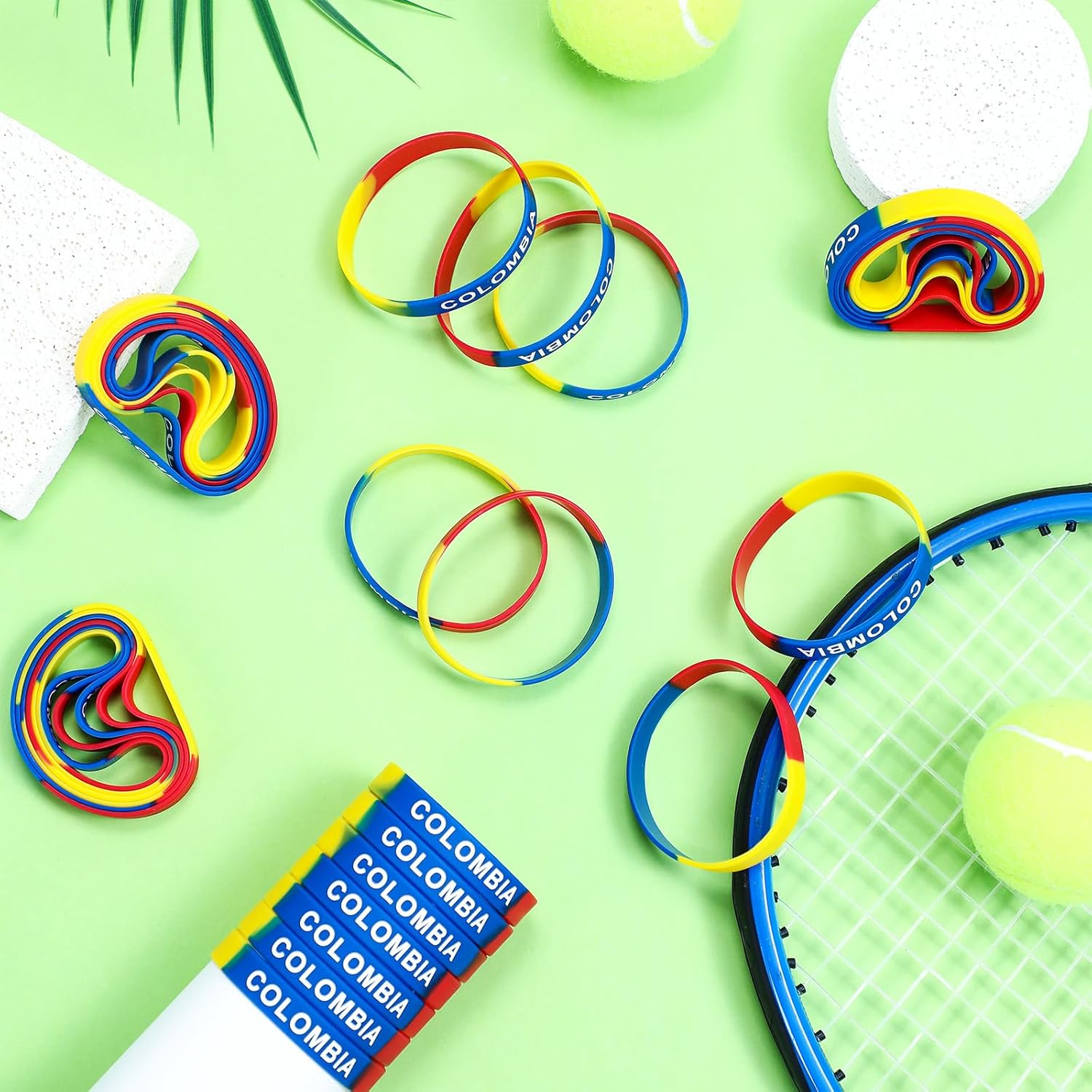 60 Pcs Colombia Silicone Bracelet Colombia Independence Day Rubber Wristband Yellow Blue Red Flag Bracelets Bulk for Men Women Birthday Party - Image 2