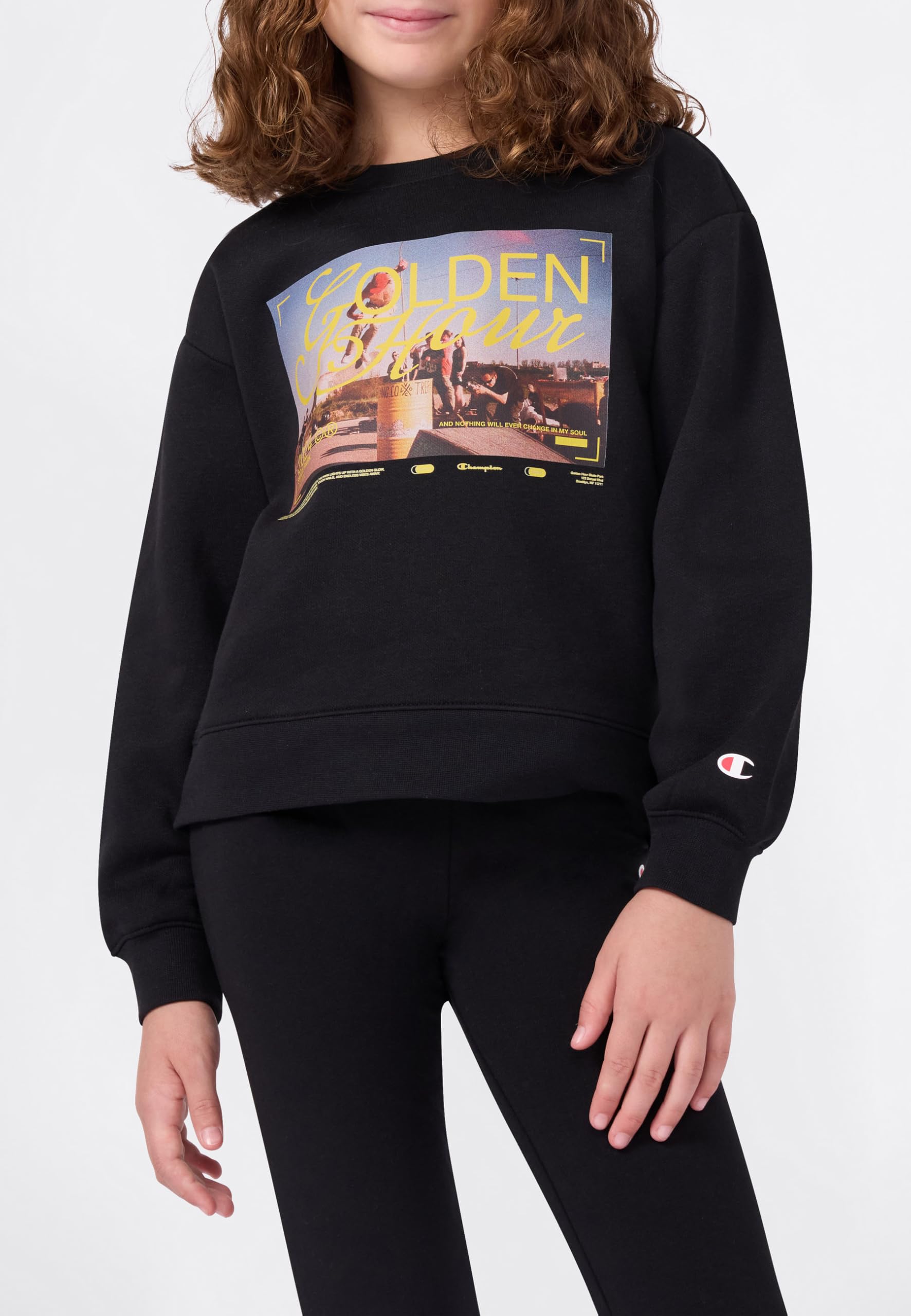 Champion Sudadera Legacy para niña, Negro, XXL